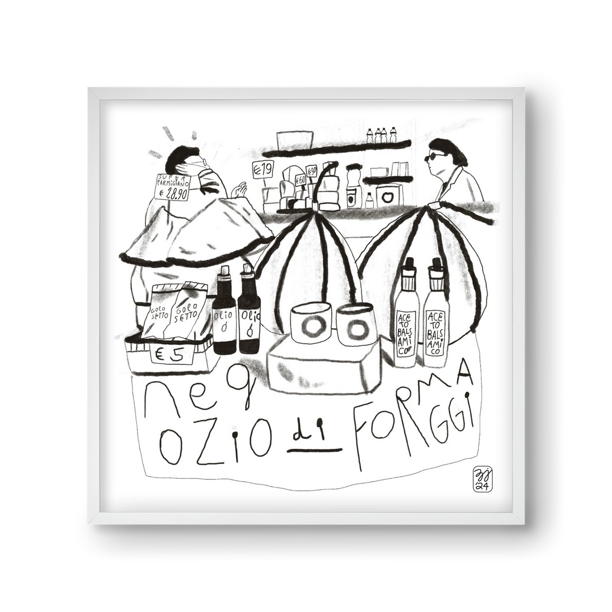 Negozio di Formaggi, 30x30 cm (30x30 cm), Fehér keret