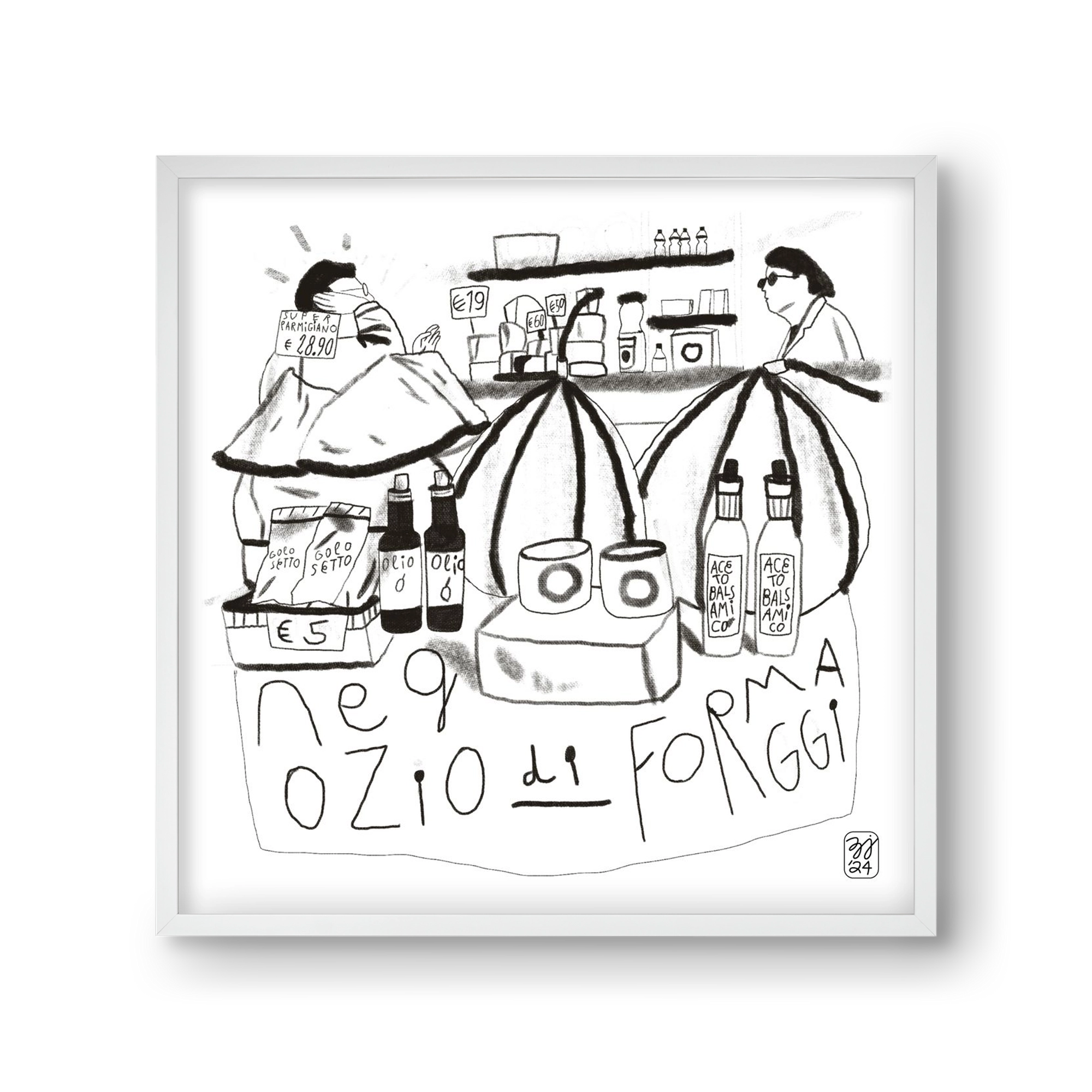 Negozio di Formaggi, 30x30 cm (30x30 cm), Fehér keret