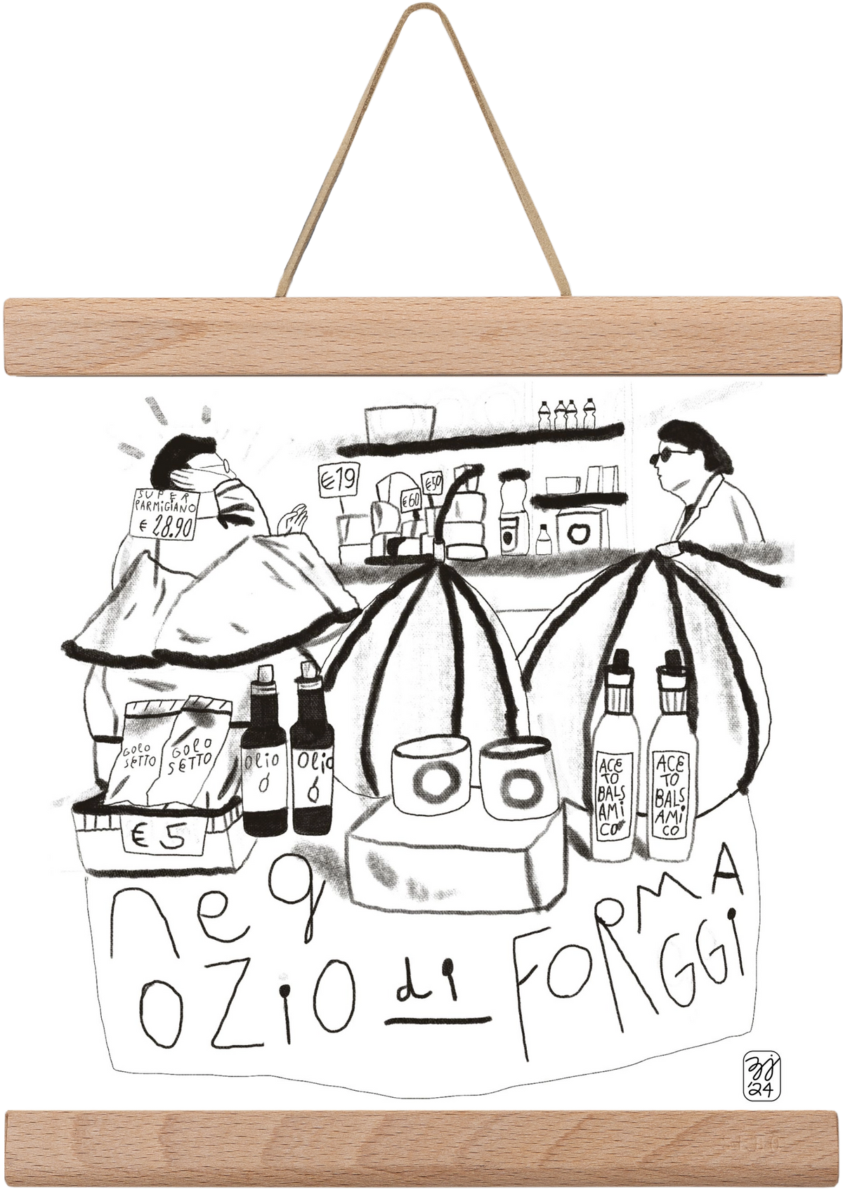 Negozio di Formaggi, 20x20 cm (20x20 cm), Tölgy akasztó