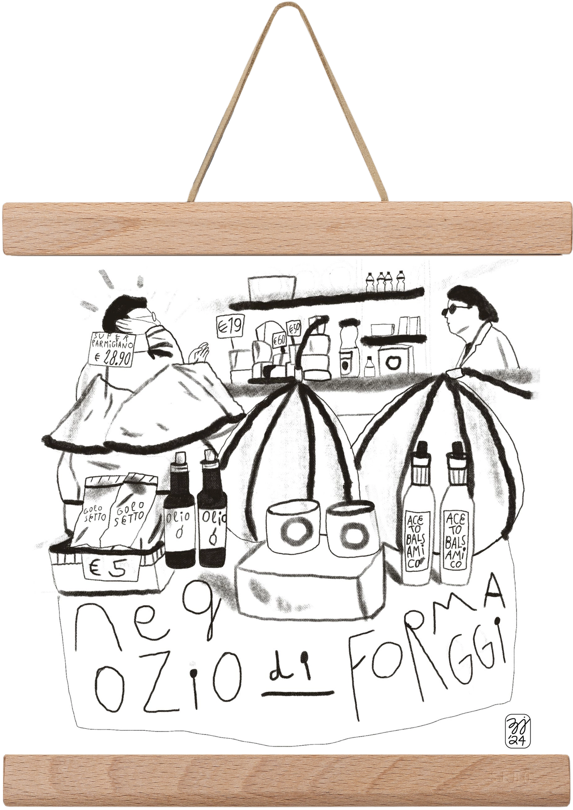 Negozio di Formaggi, 20x20 cm (20x20 cm), Tölgy akasztó