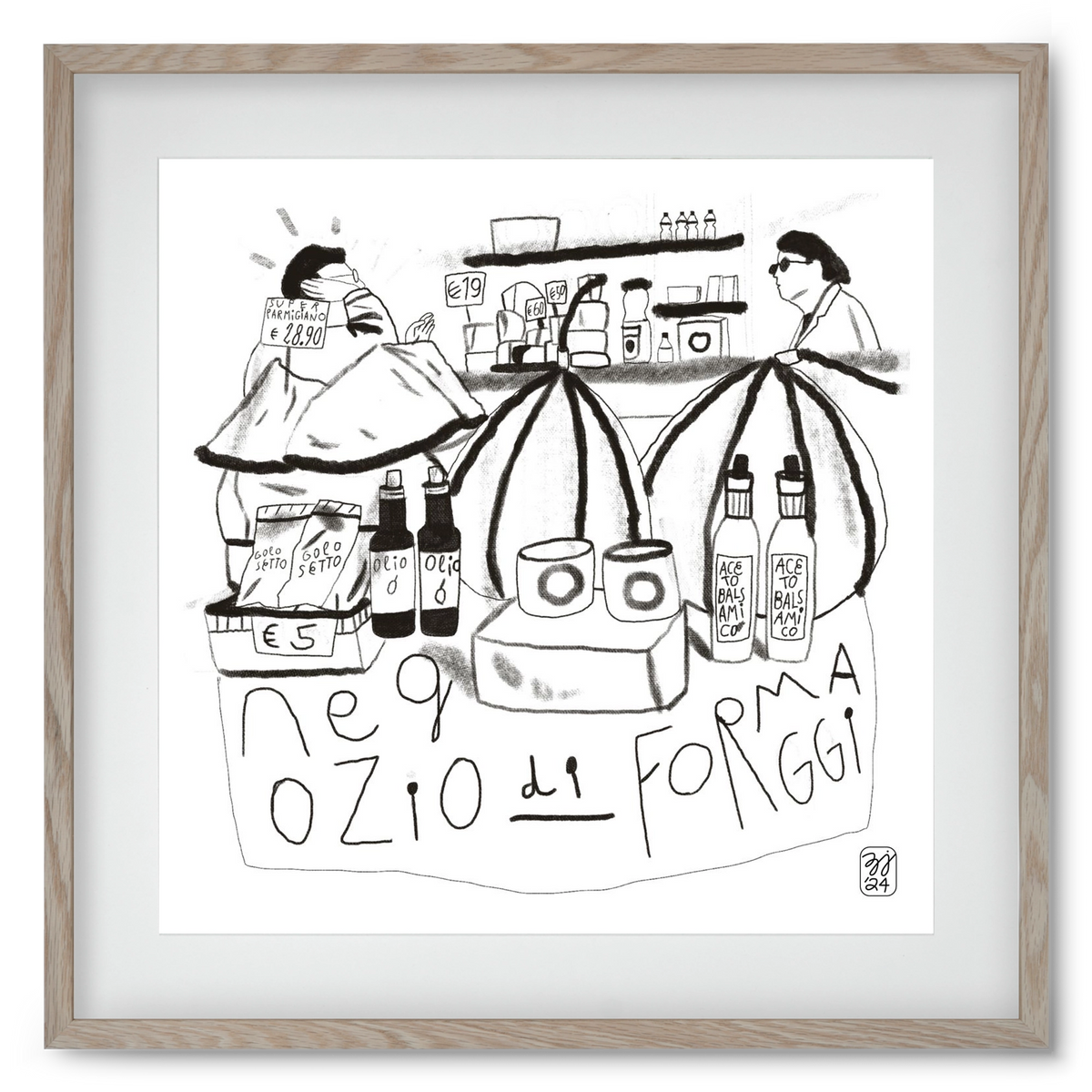 Negozio di Formaggi, 50x50 cm (40x40 cm), Tölgy keret, paszpartuval