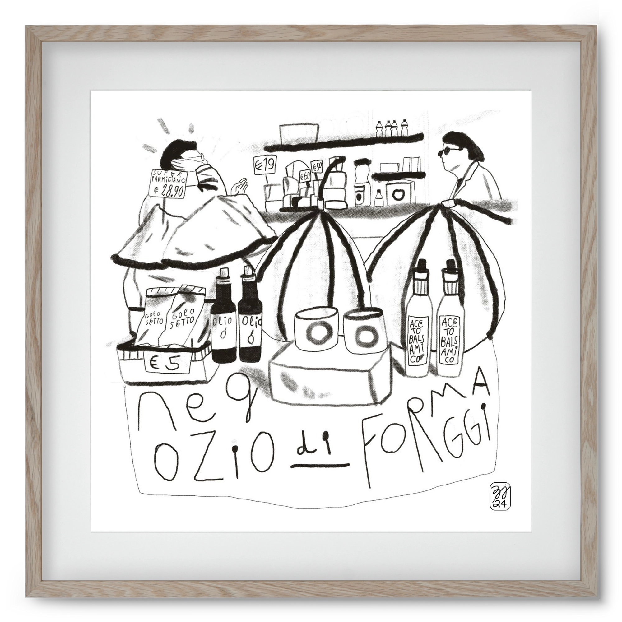 Negozio di Formaggi, 50x50 cm (40x40 cm), Tölgy keret, paszpartuval