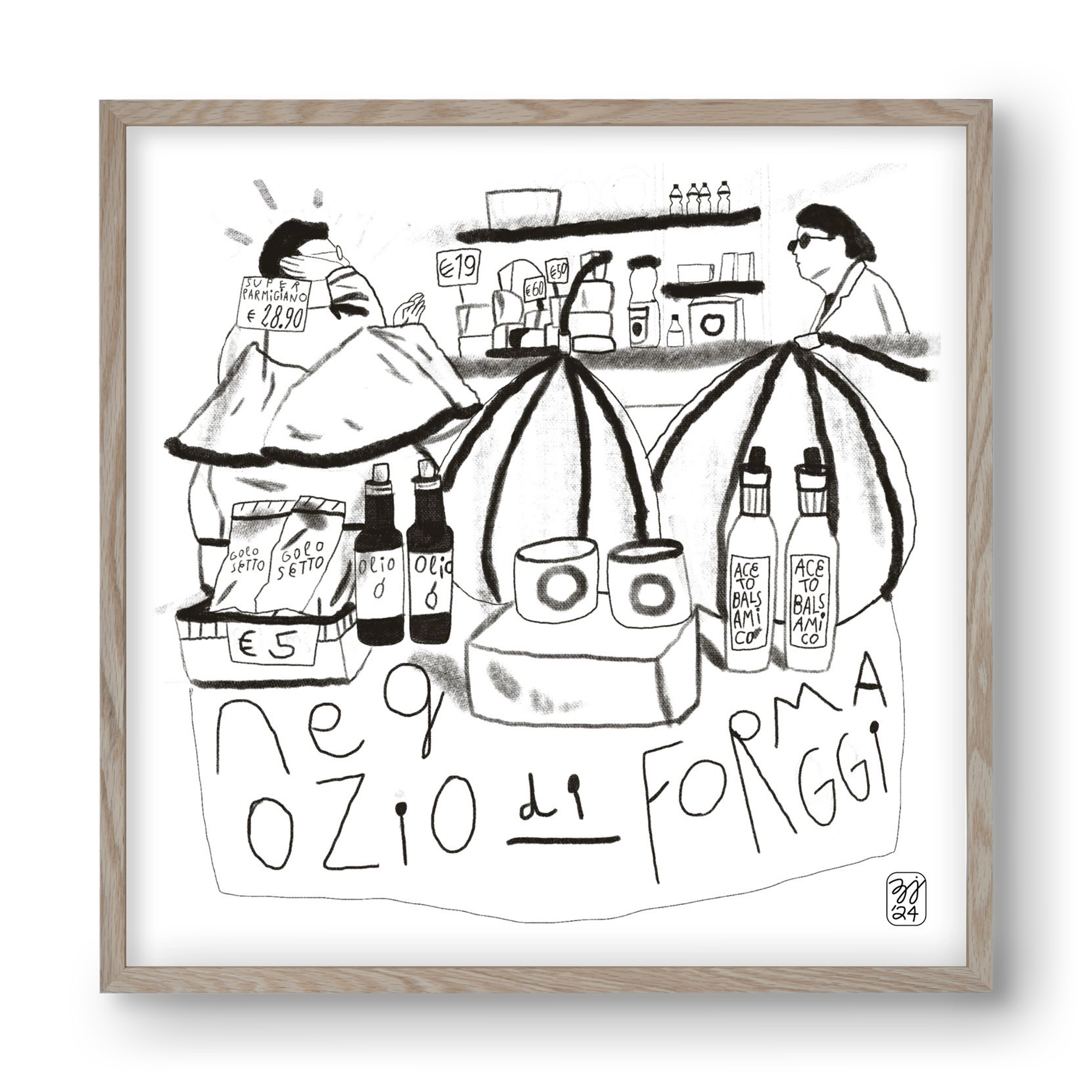 Negozio di Formaggi, 40x40 cm (40x40 cm), Tölgy keret