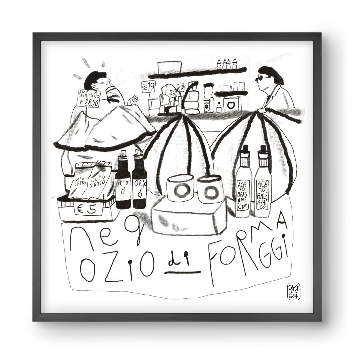 Negozio di Formaggi, 40x40 cm (40x40 cm), Fekete keret