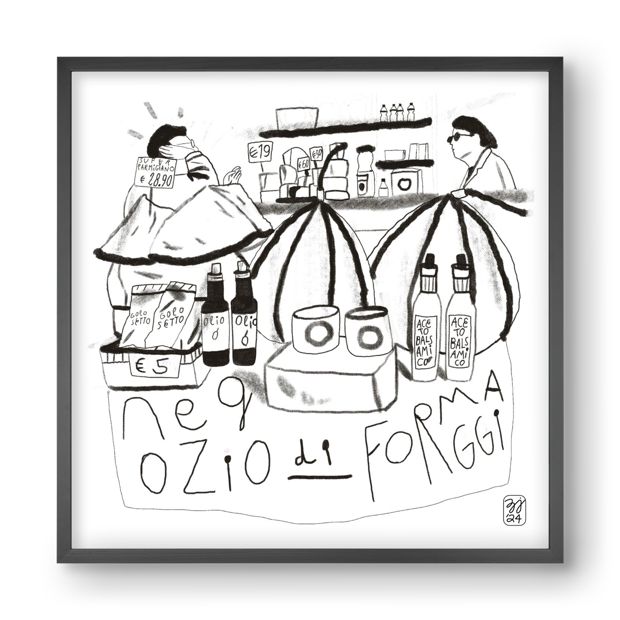 Negozio di Formaggi, 40x40 cm (40x40 cm), Fekete keret