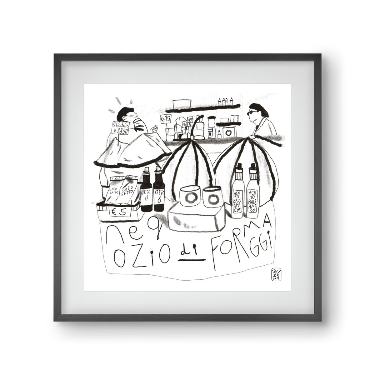 Negozio di Formaggi, 30x30 cm (20x20 cm), Fekete keret, paszpartuval