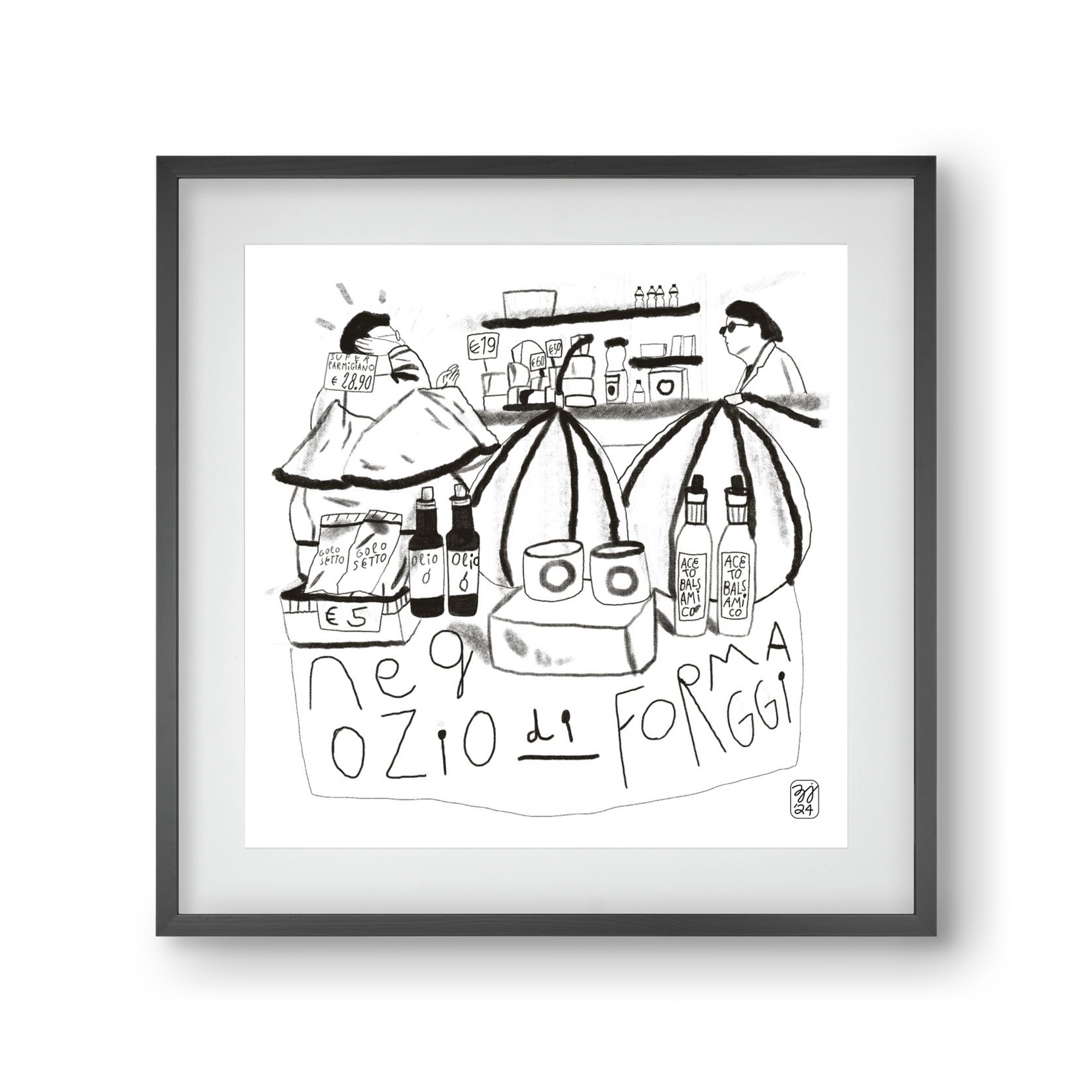 Negozio di Formaggi, 30x30 cm (20x20 cm), Fekete keret, paszpartuval