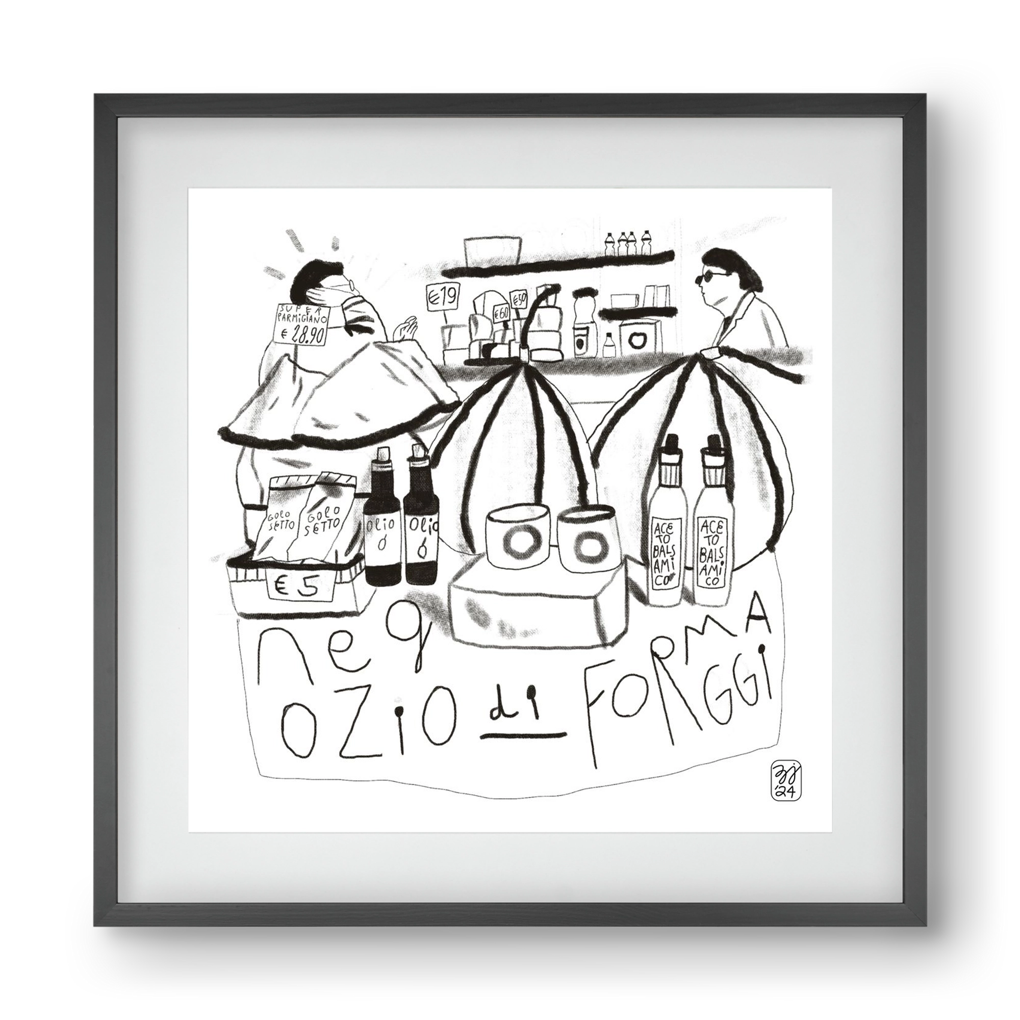 Negozio di Formaggi, 40x40 cm (30x30 cm), Fekete keret, paszpartuval