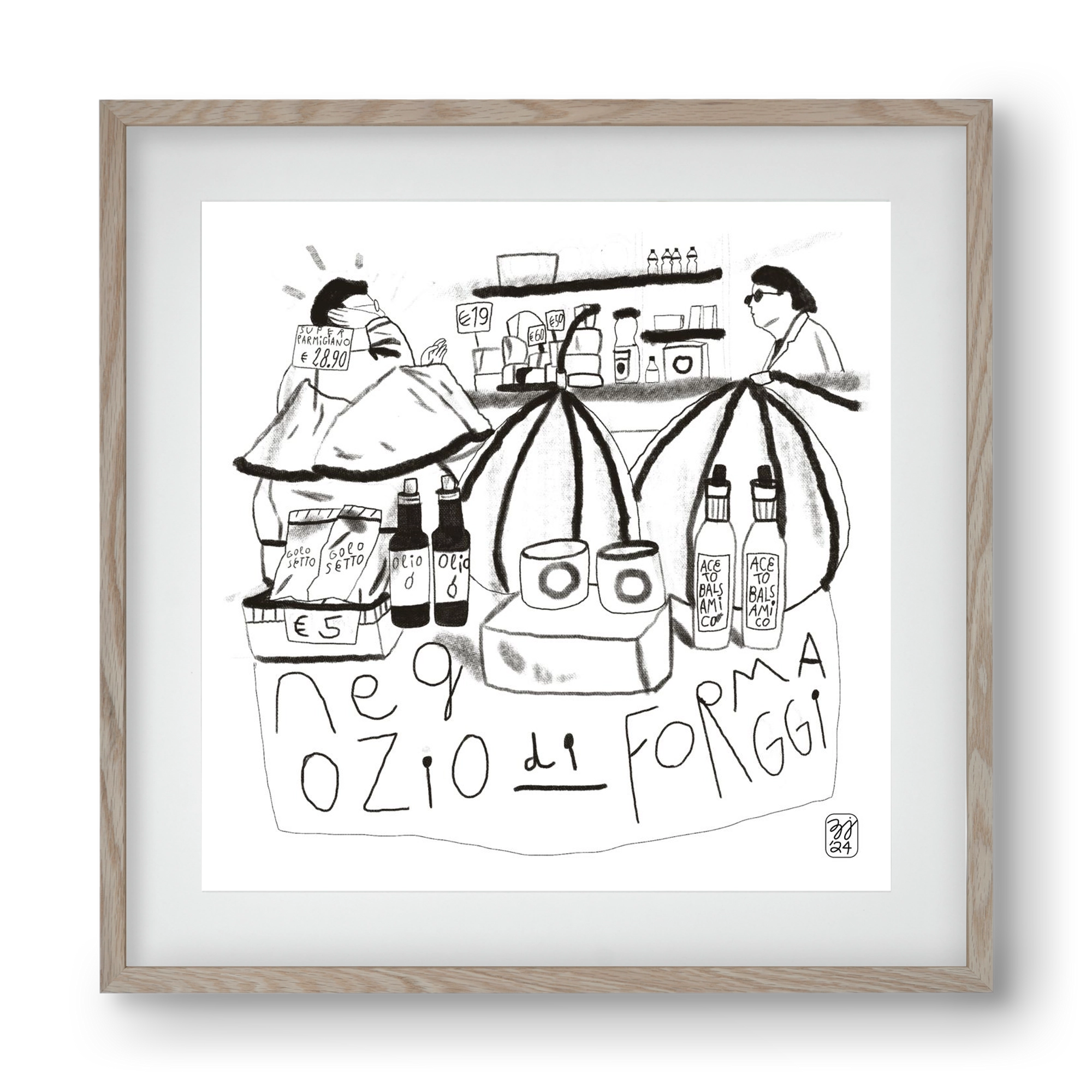 Negozio di Formaggi, 40x40 cm (30x30 cm), Tölgy keret, paszpartuval