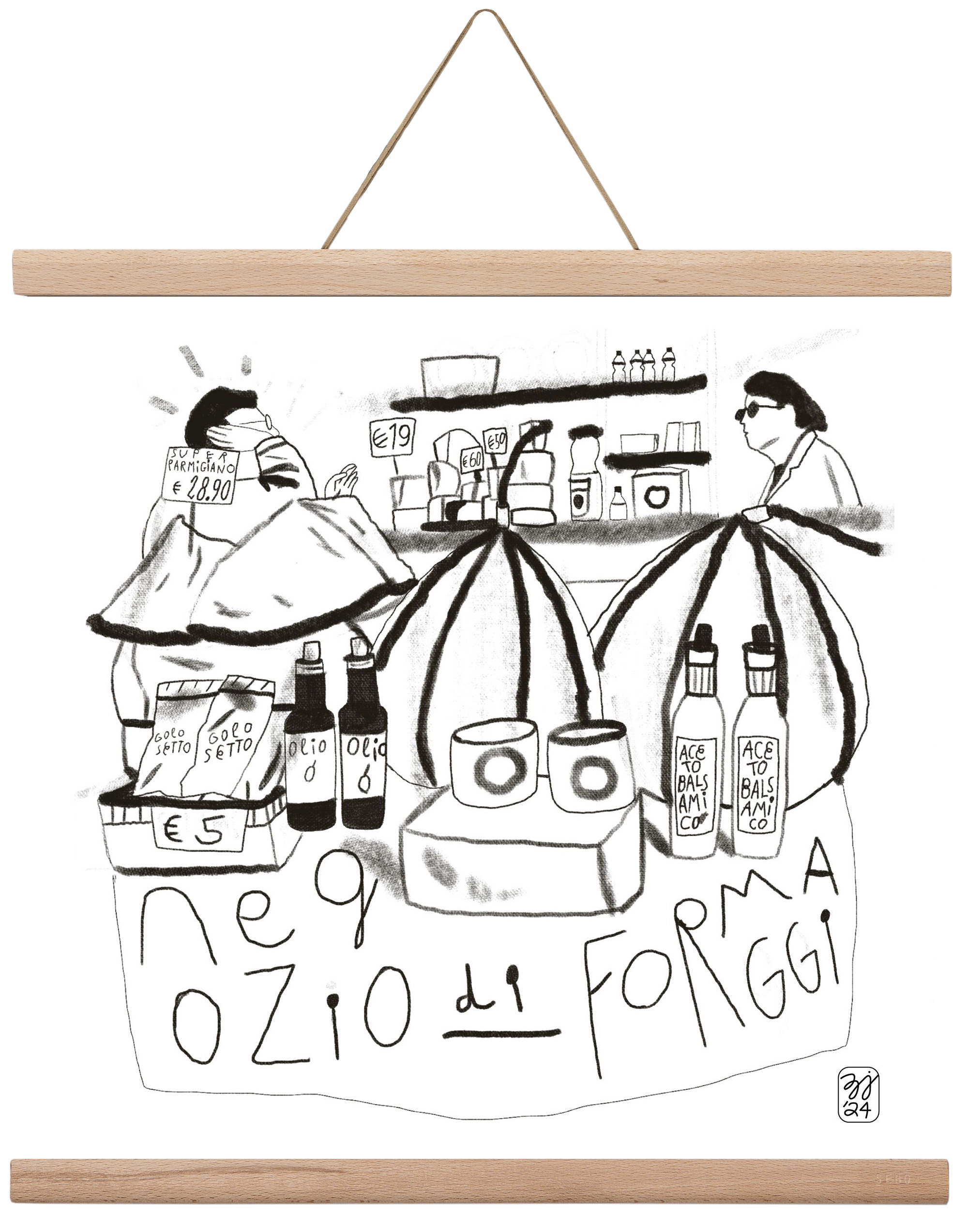 Negozio di Formaggi, 40x40 cm (40x40 cm), Tölgy akasztó