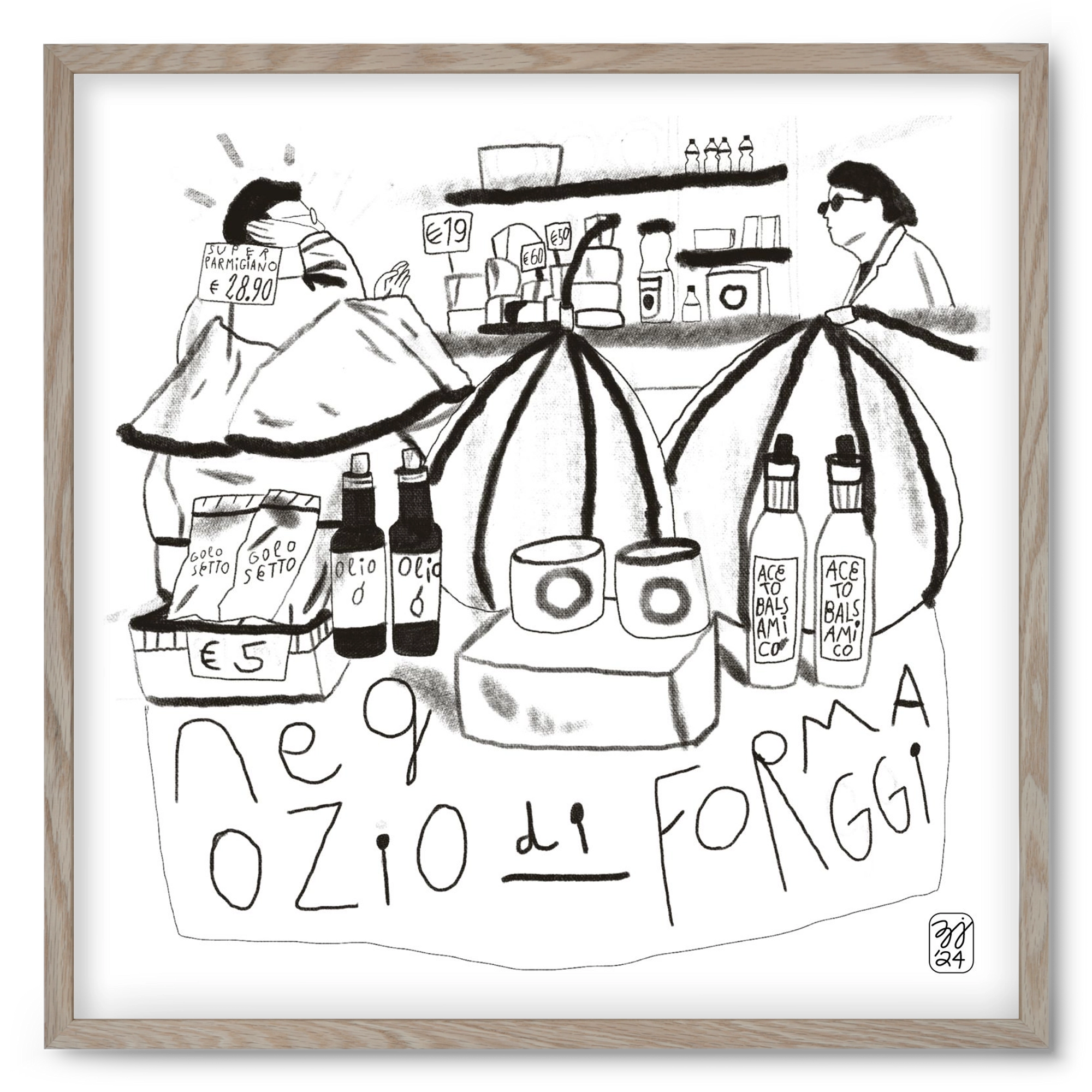 Negozio di Formaggi, 50x50 cm (50x50 cm), Tölgy keret