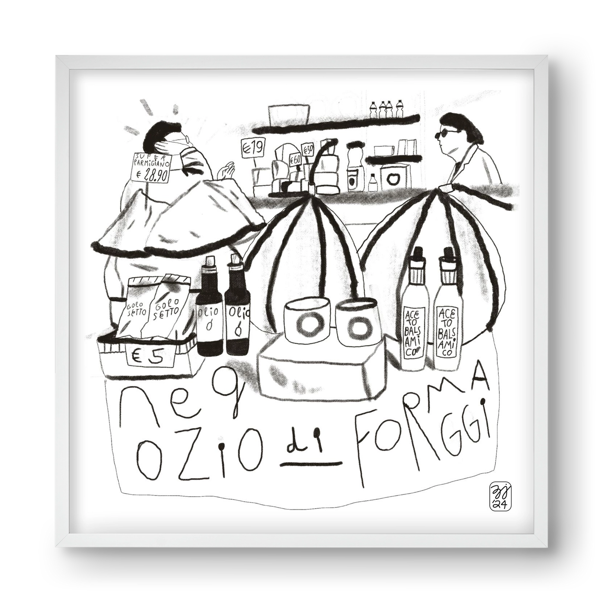 Negozio di Formaggi, 40x40 cm (40x40 cm), Fehér keret