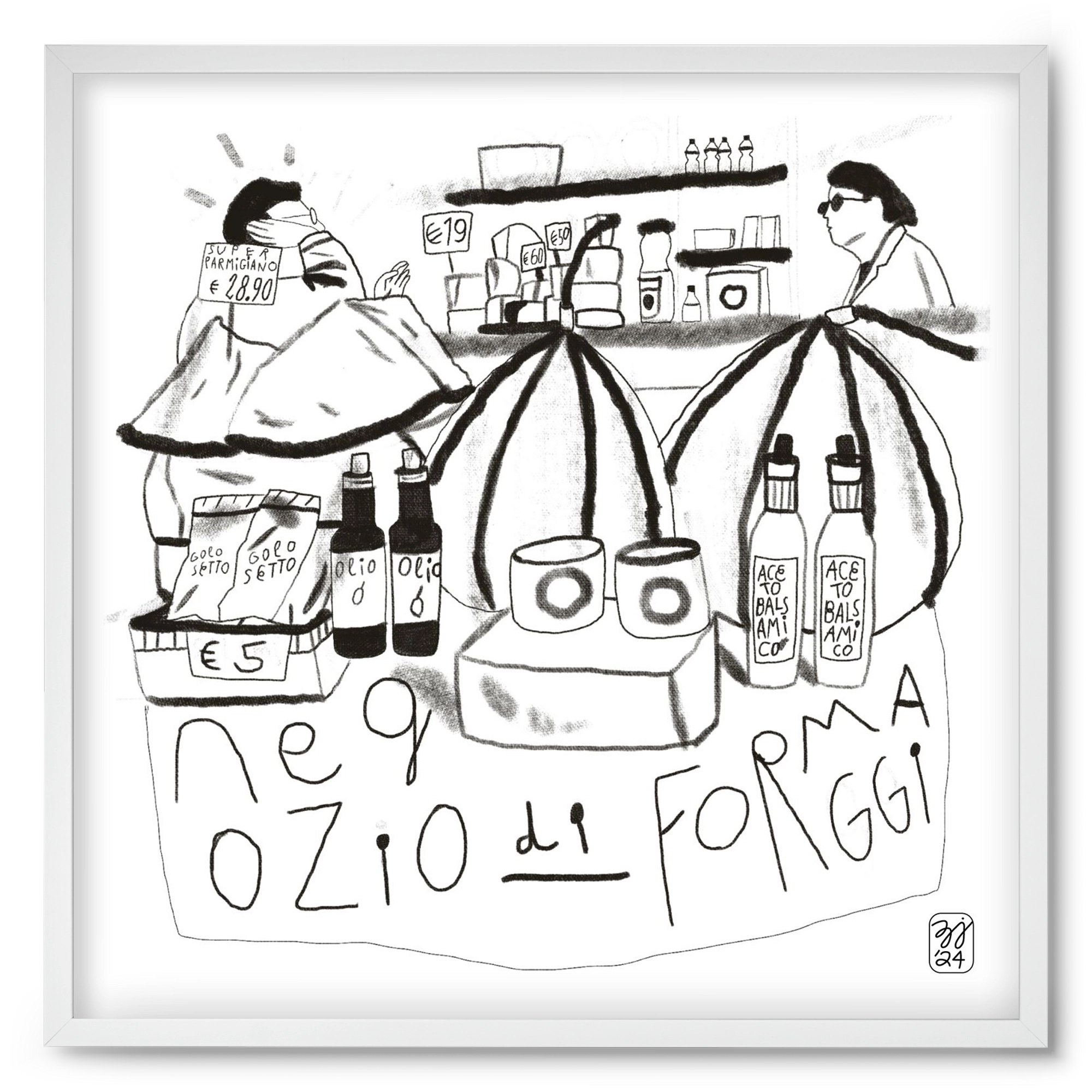 Negozio di Formaggi, 50x50 cm (50x50 cm), Fehér keret