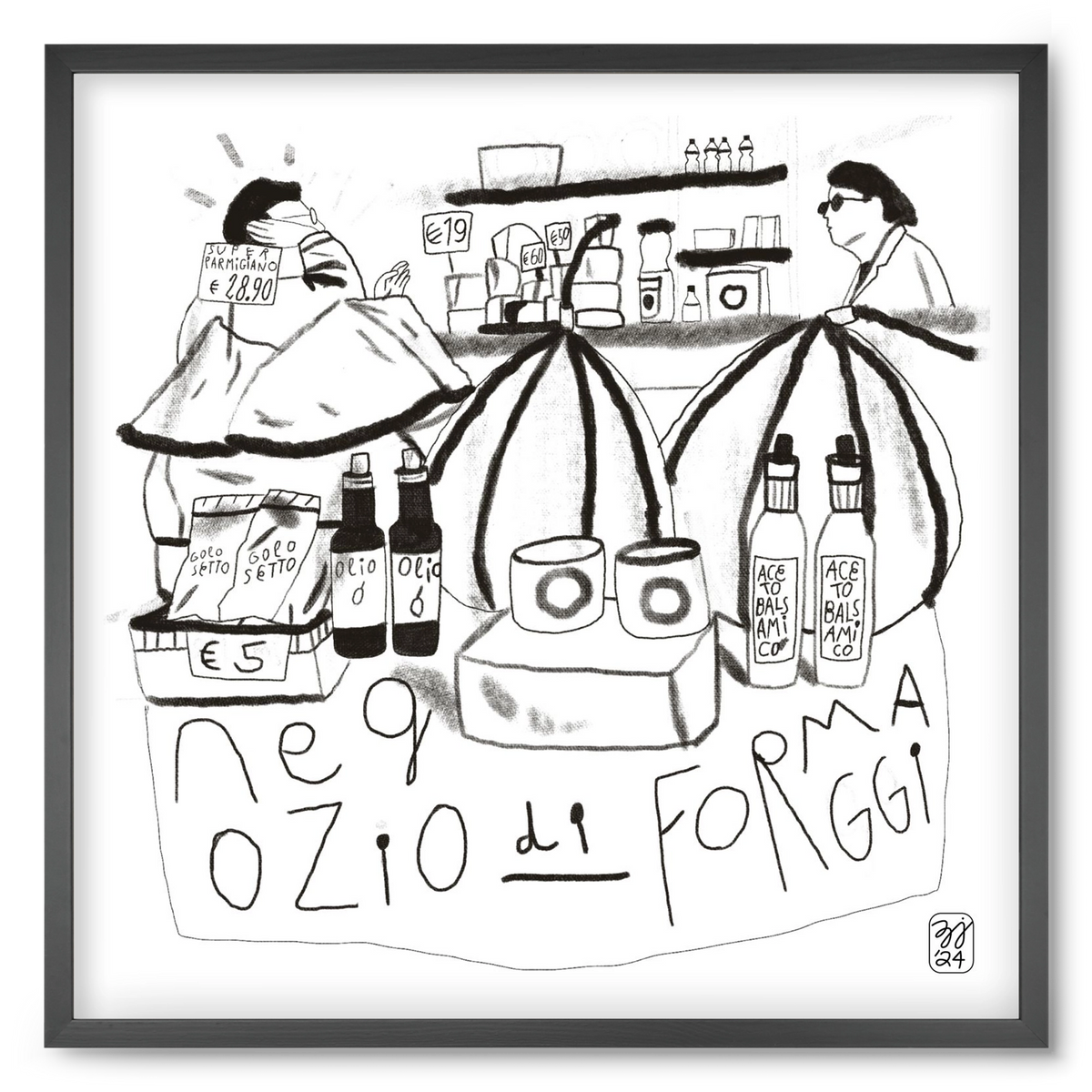 Negozio di Formaggi, 50x50 cm (50x50 cm), Fekete keret