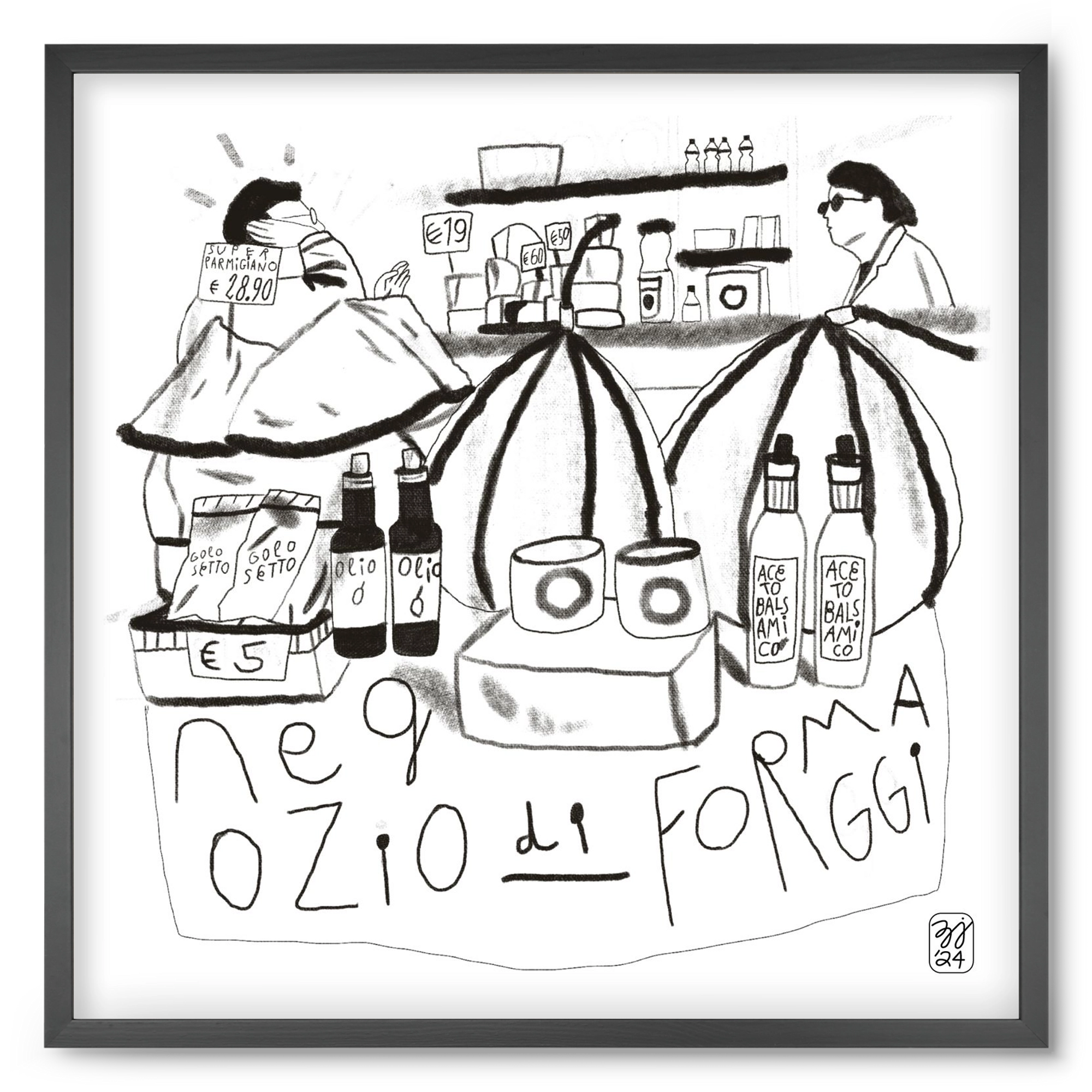 Negozio di Formaggi, 50x50 cm (50x50 cm), Fekete keret