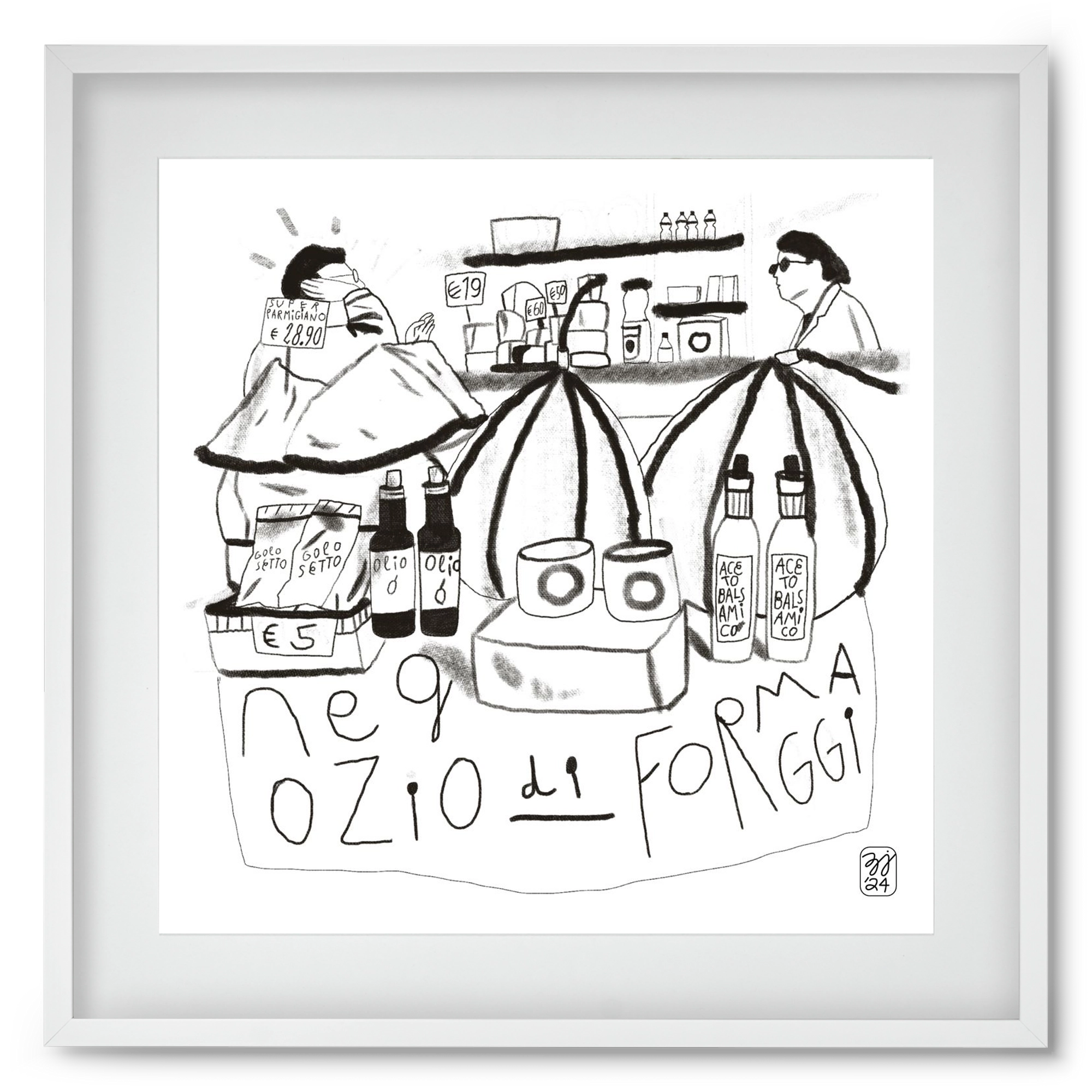 Negozio di Formaggi, 50x50 cm (40x40 cm), Fehér keret, paszpartuval