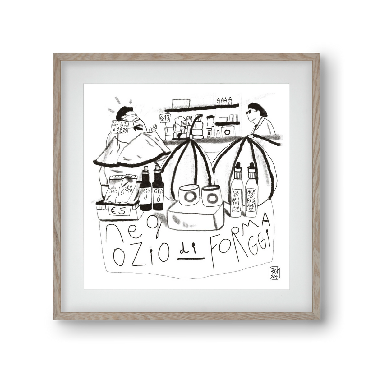 Negozio di Formaggi, 30x30 cm (20x20 cm), Tölgy keret, paszpartuval