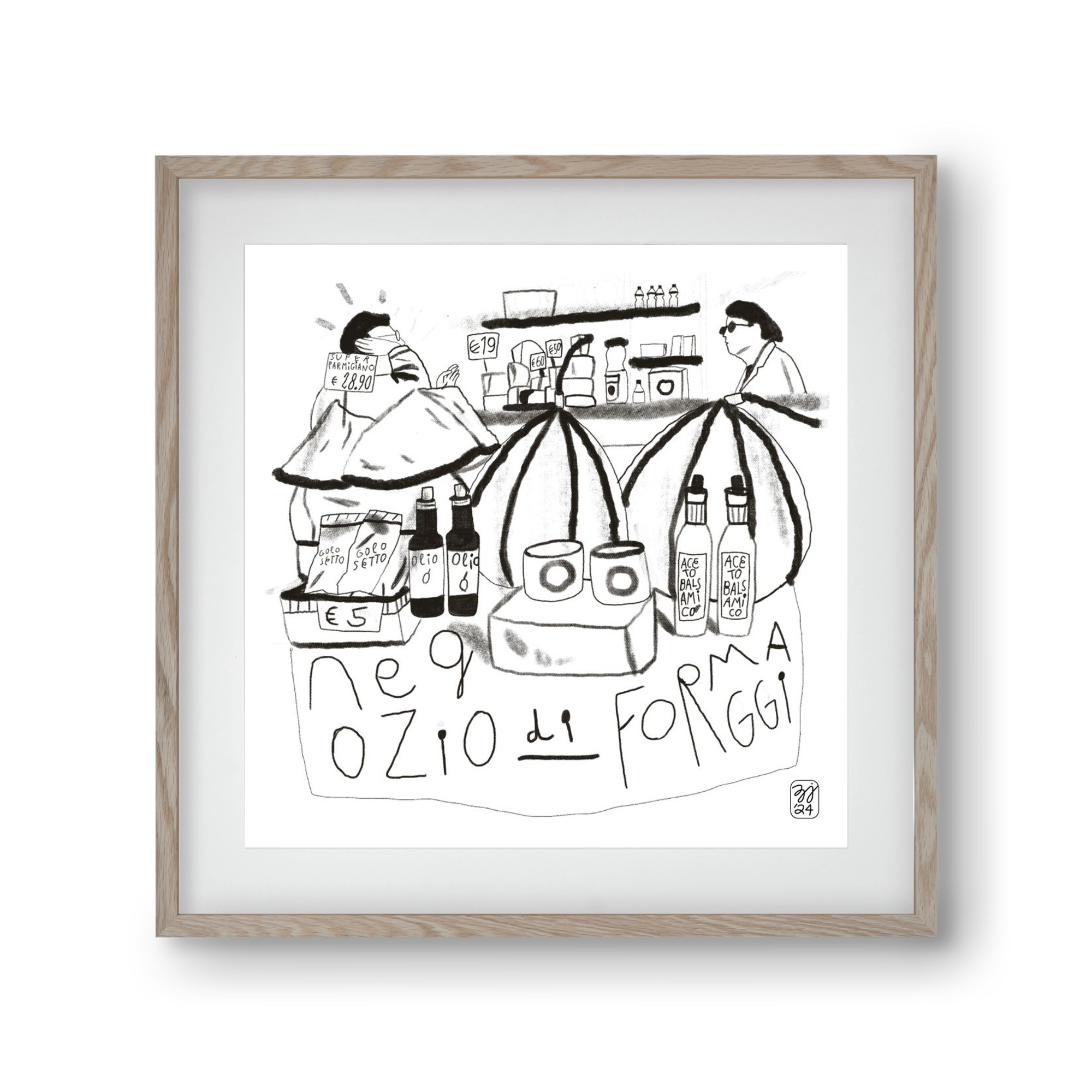 Negozio di Formaggi, 30x30 cm (20x20 cm), Tölgy keret, paszpartuval