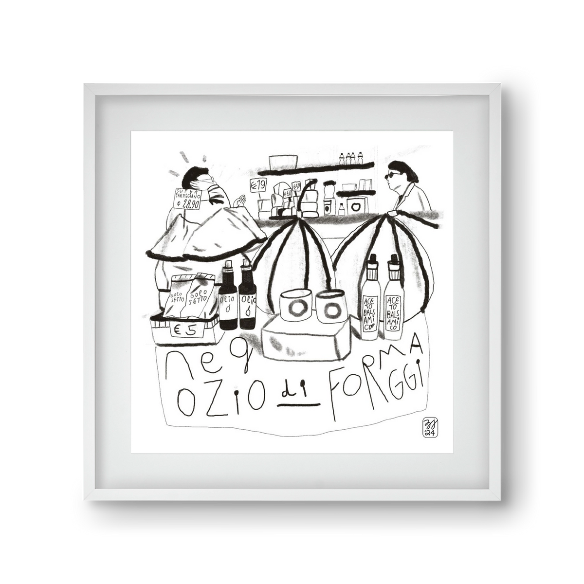 Negozio di Formaggi, 30x30 cm (20x20 cm), Fehér keret, paszpartuval