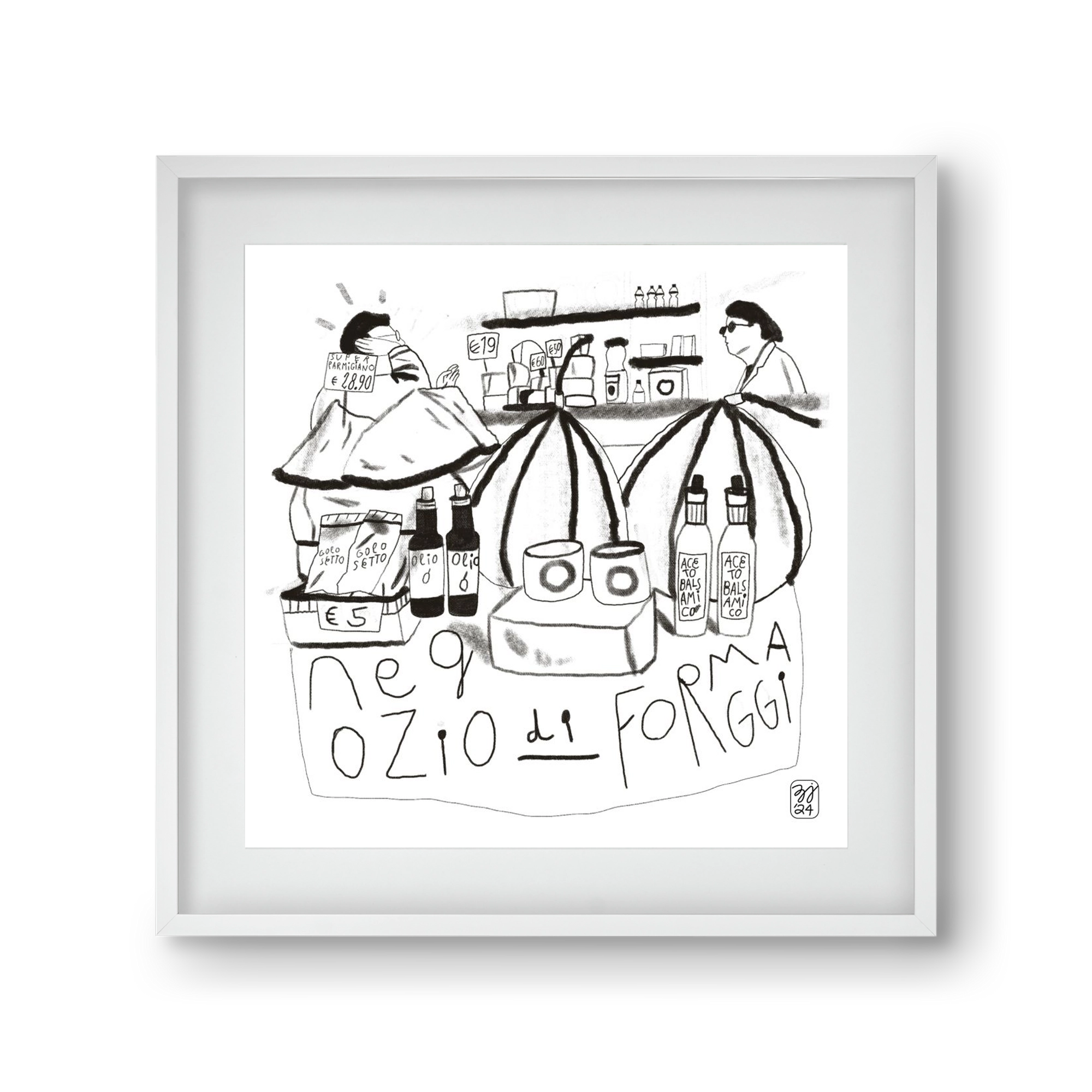 Negozio di Formaggi, 30x30 cm (20x20 cm), Fehér keret, paszpartuval