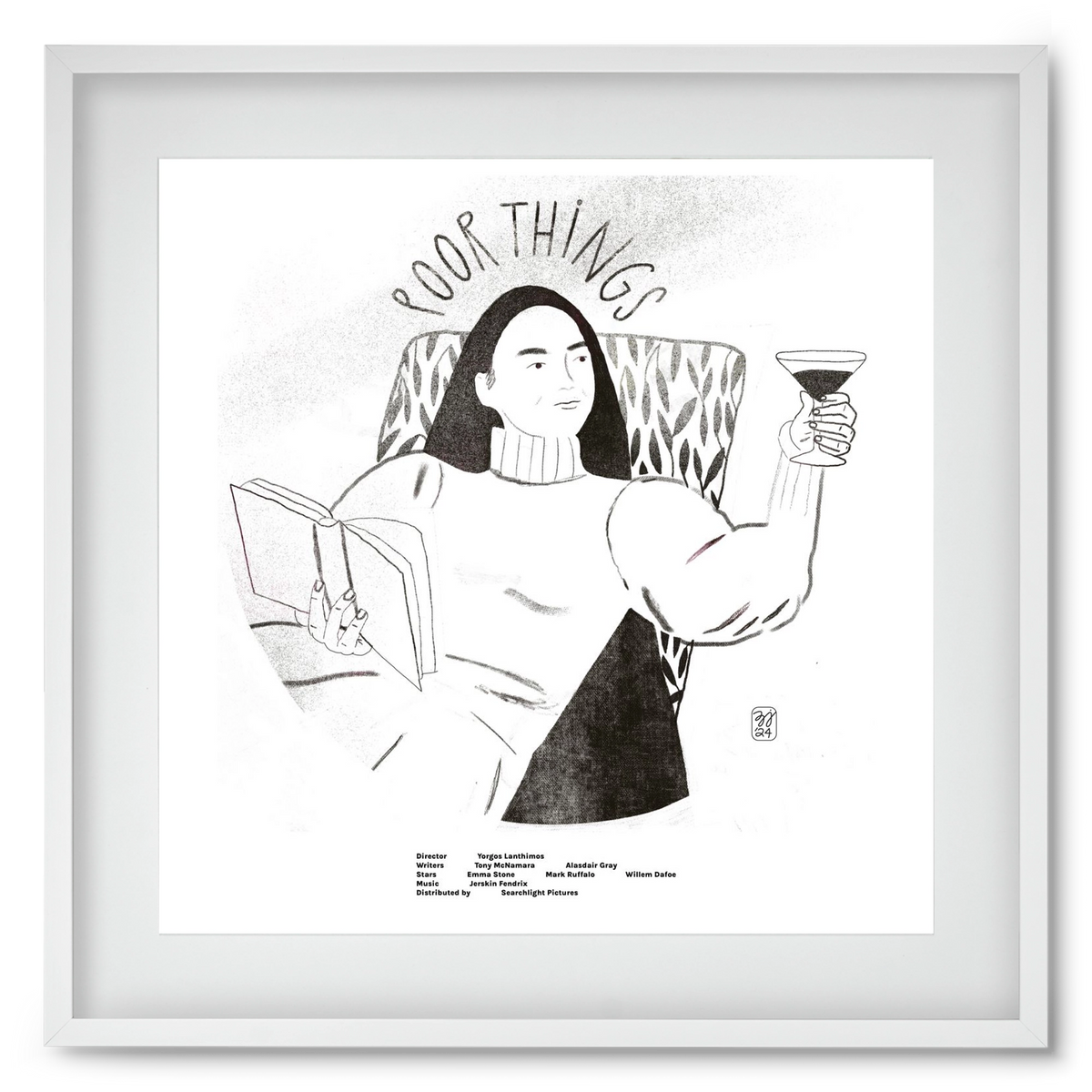 Poor Things, 50x50 cm (40x40 cm), Fehér keret, paszpartuval