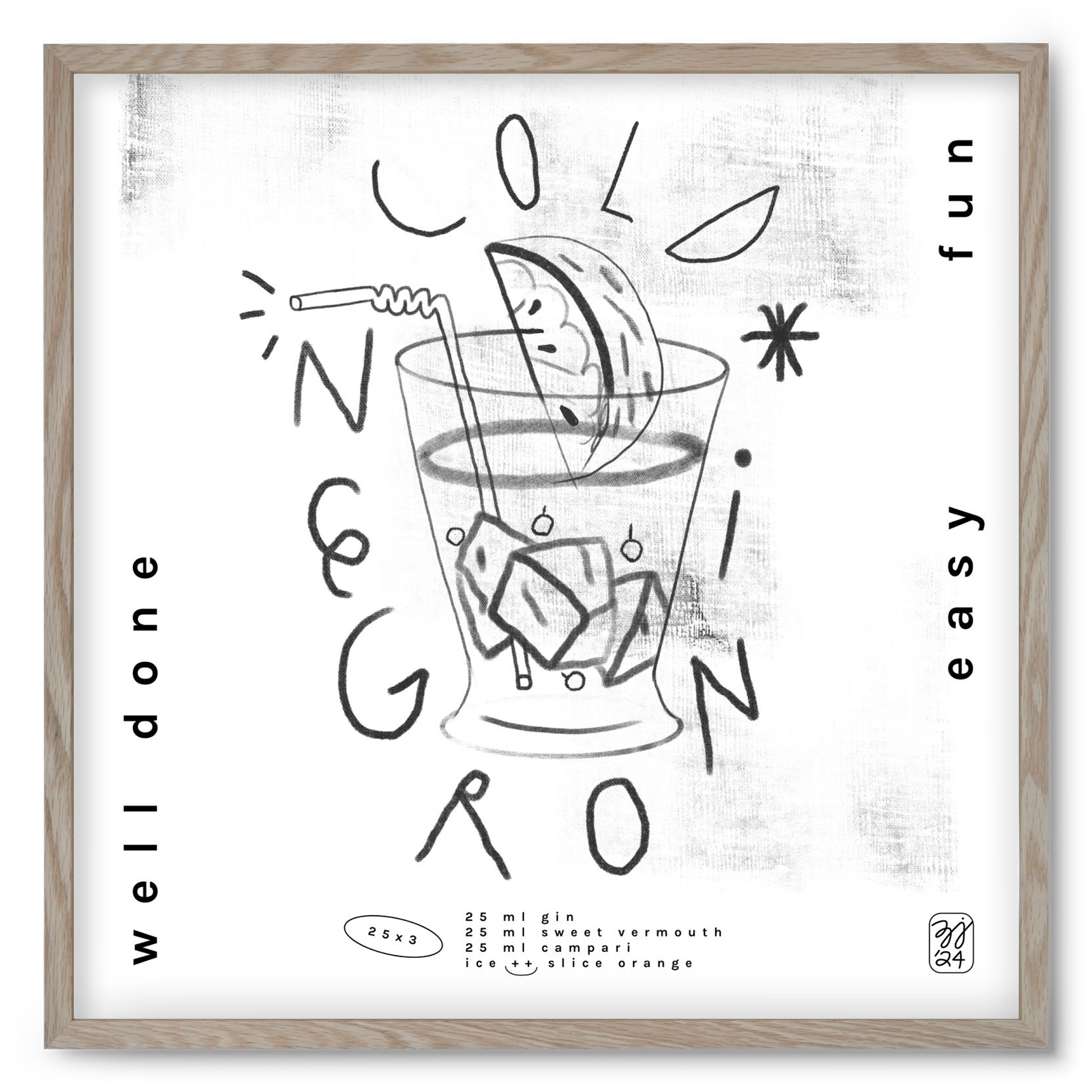 Negroni, 50x50 cm (50x50 cm), Tölgy keret