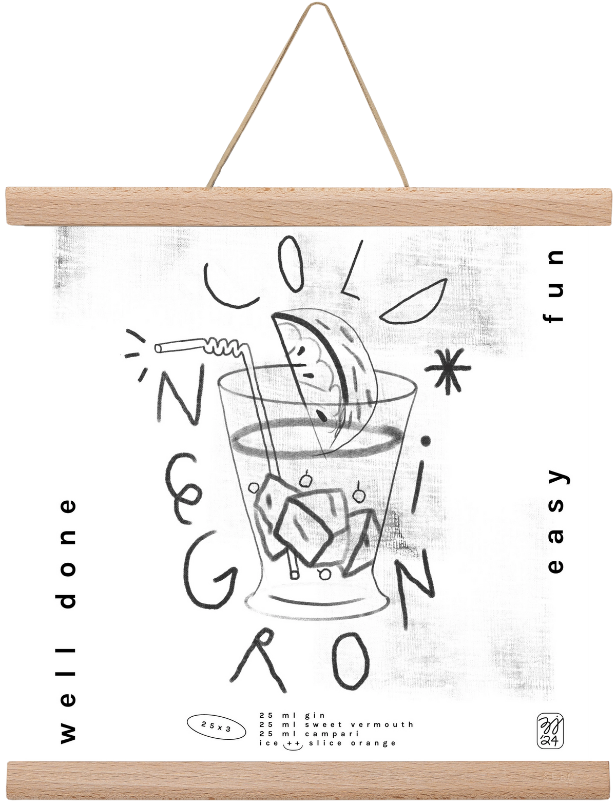 Negroni, 30x30 cm (30x30 cm), Tölgy akasztó