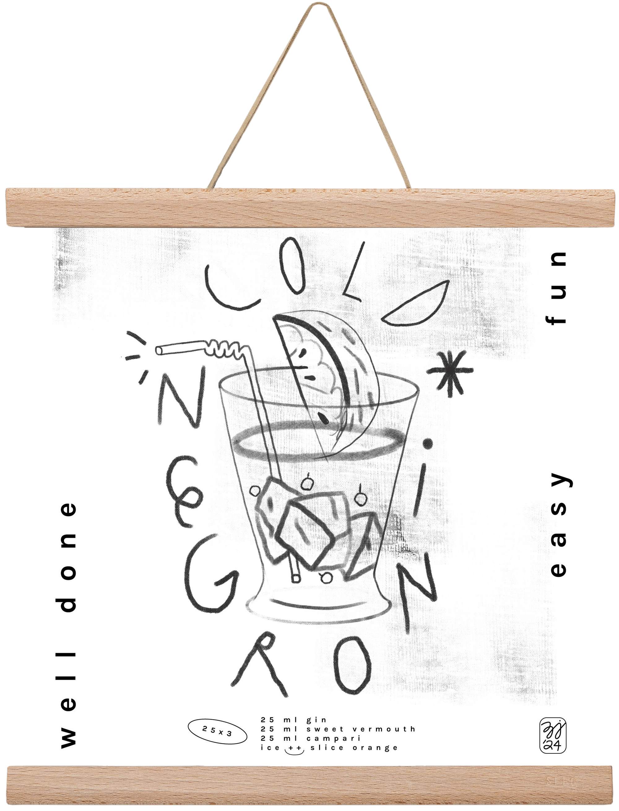 Negroni, 30x30 cm (30x30 cm), Tölgy akasztó