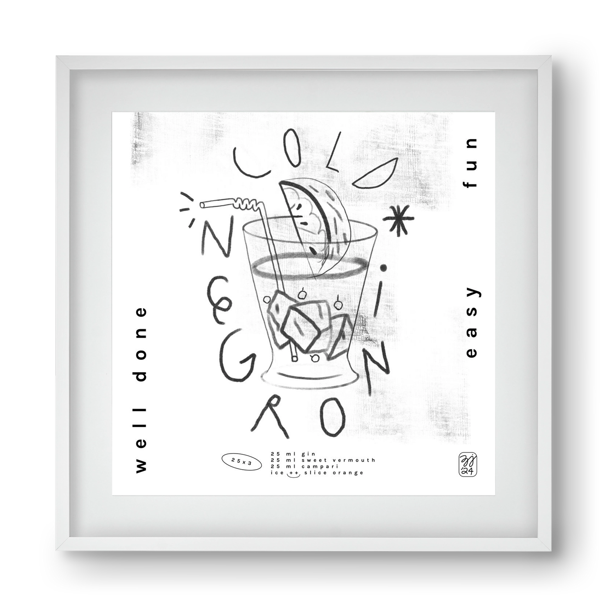 Negroni, 40x40 cm (30x30 cm), Fehér keret, paszpartuval