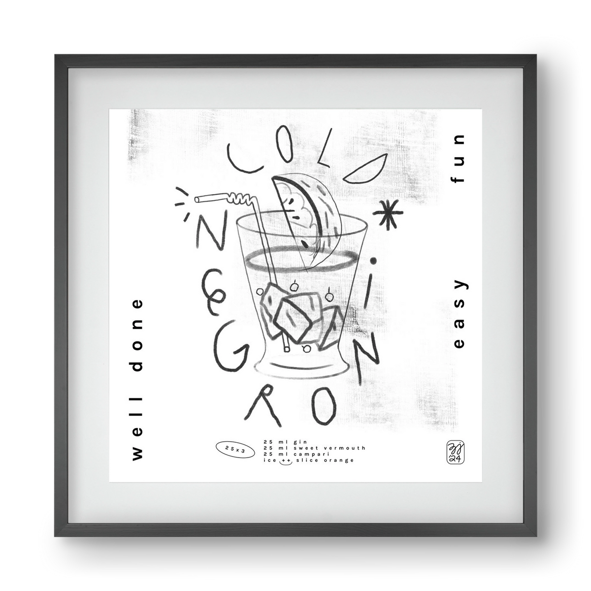 Negroni, 40x40 cm (30x30 cm), Fekete keret, paszpartuval