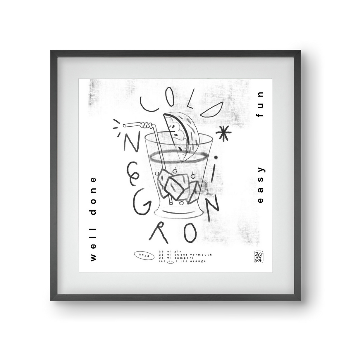Negroni, 30x30 cm (20x20 cm), Fekete keret, paszpartuval
