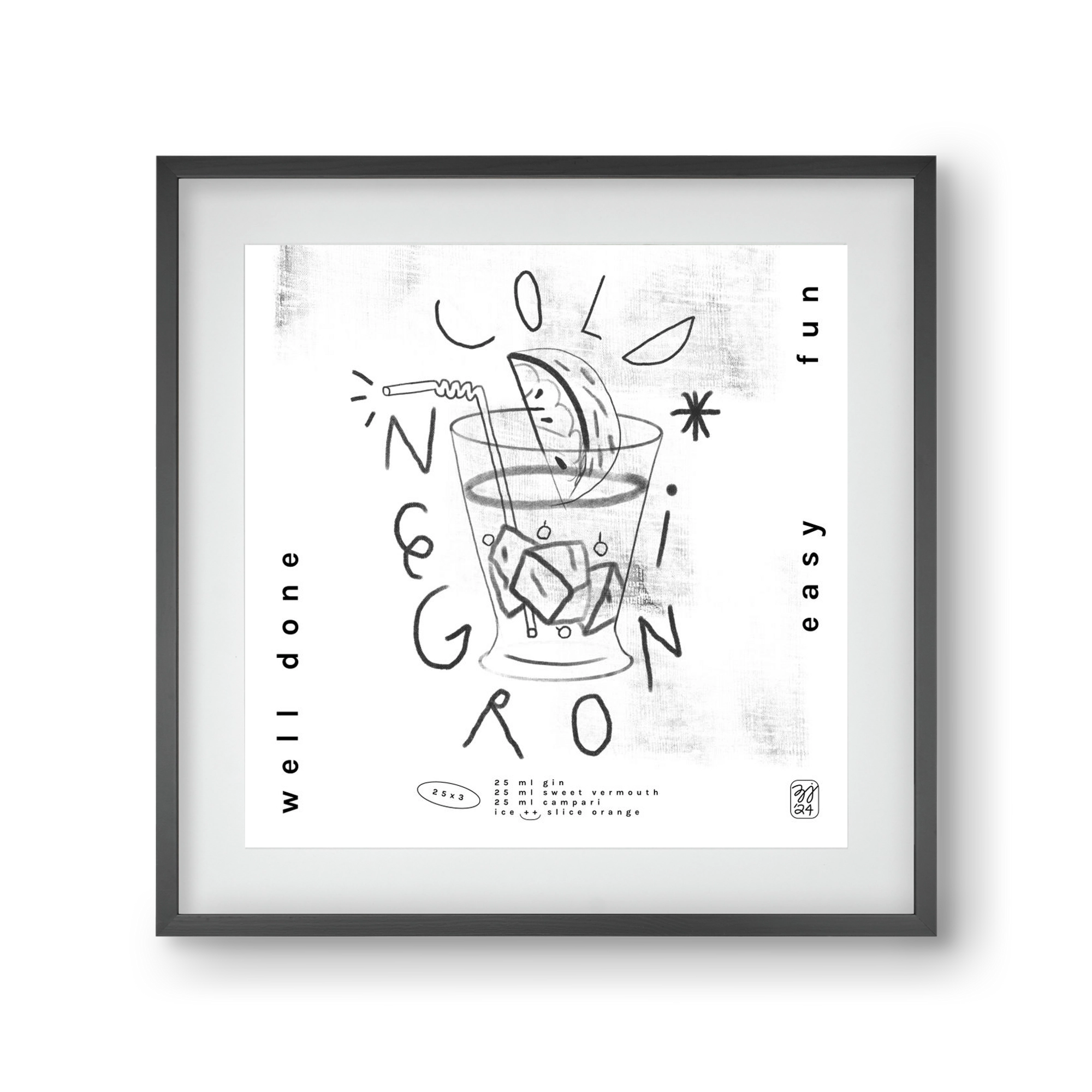 Negroni, 30x30 cm (20x20 cm), Fekete keret, paszpartuval