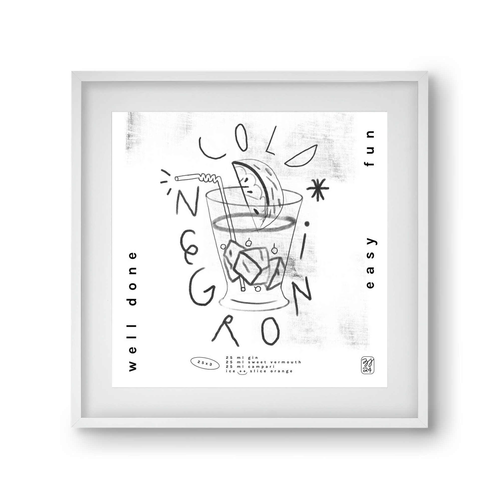 Negroni, 30x30 cm (20x20 cm), Fehér keret, paszpartuval