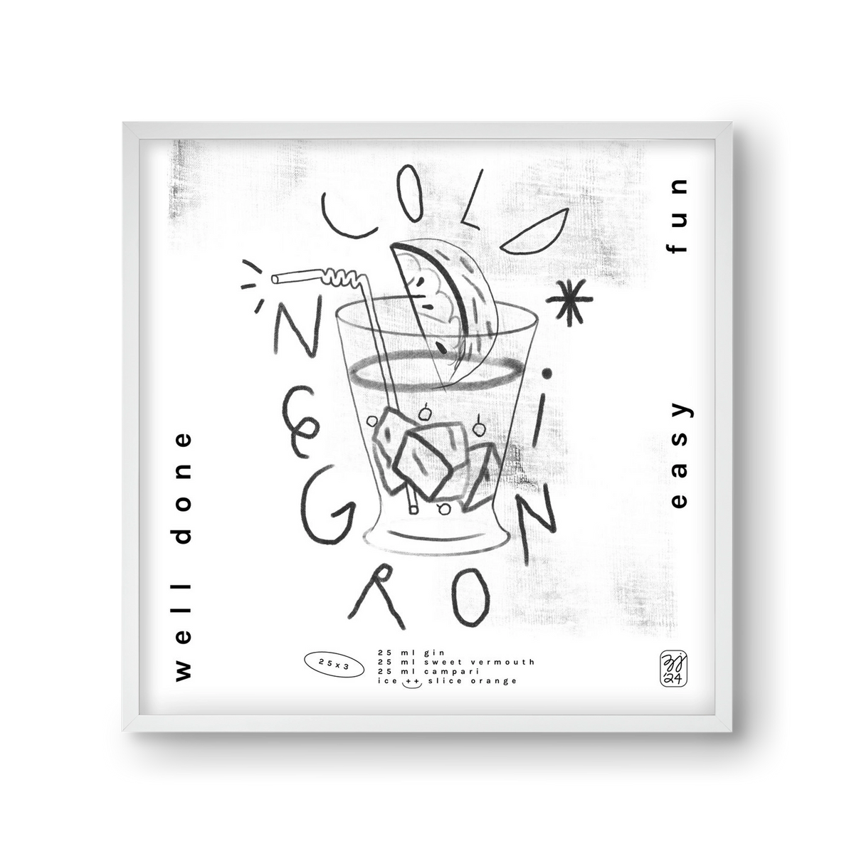Negroni, 30x30 cm (30x30 cm), Fehér keret