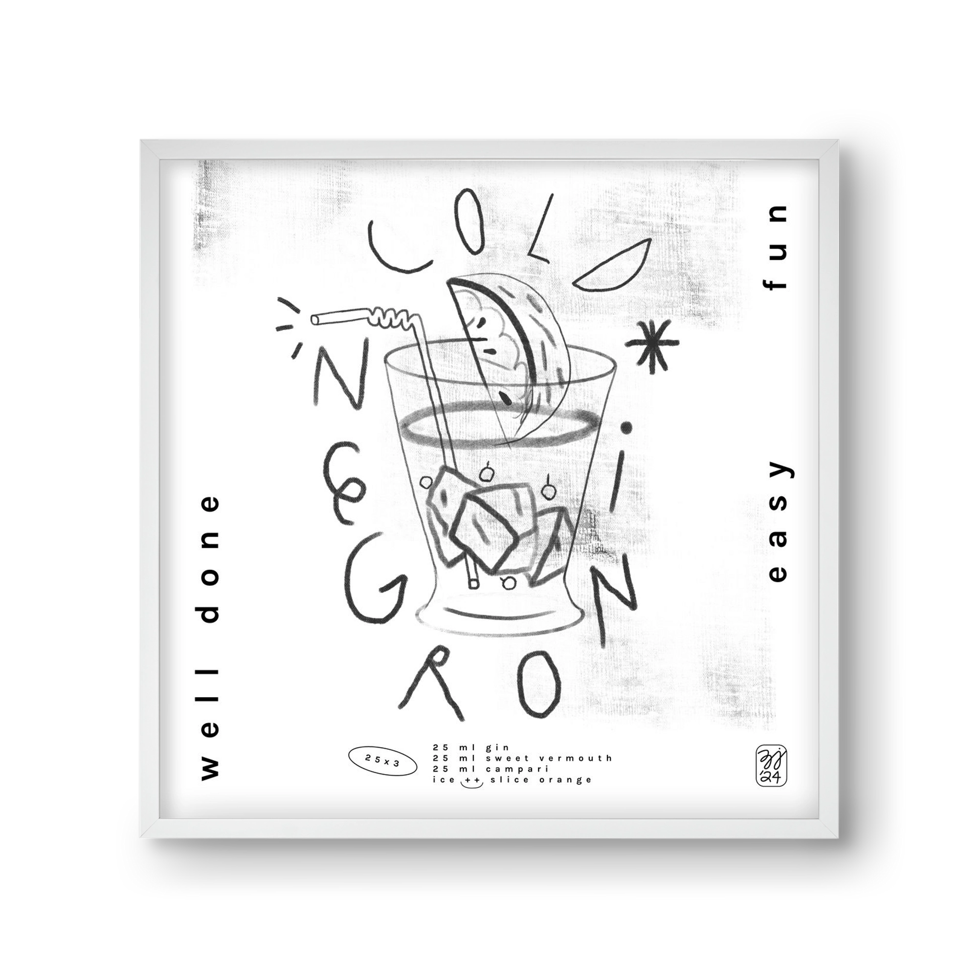 Negroni, 30x30 cm (30x30 cm), Fehér keret