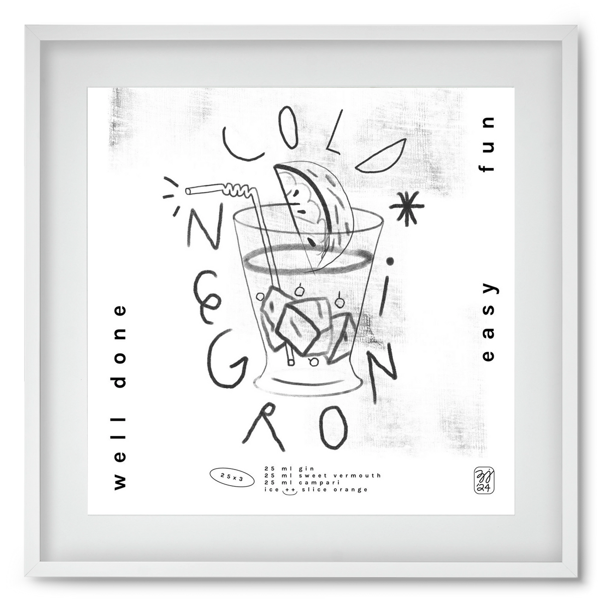 Negroni, 50x50 cm (40x40 cm), Fehér keret, paszpartuval