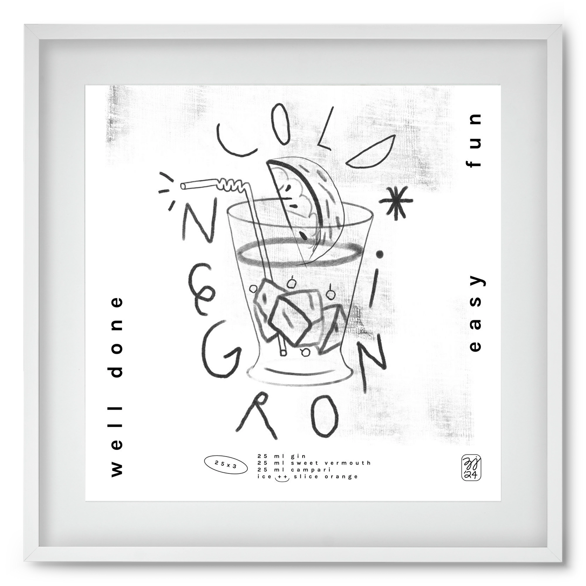 Negroni, 50x50 cm (40x40 cm), Fehér keret, paszpartuval