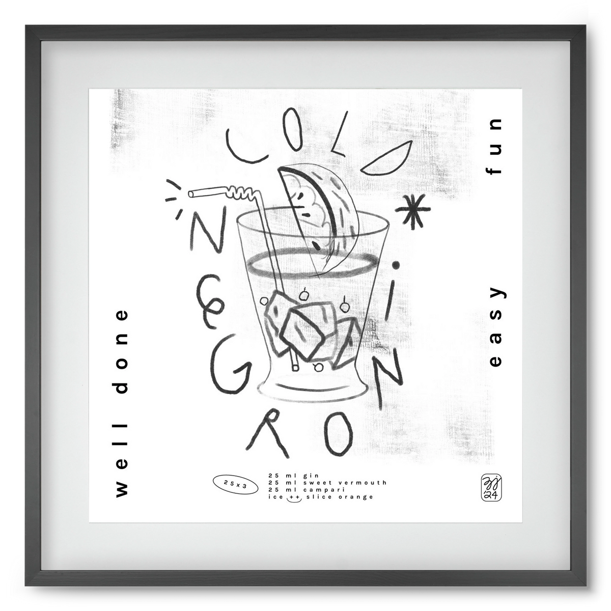 Negroni, 50x50 cm (40x40 cm), Fekete keret, paszpartuval