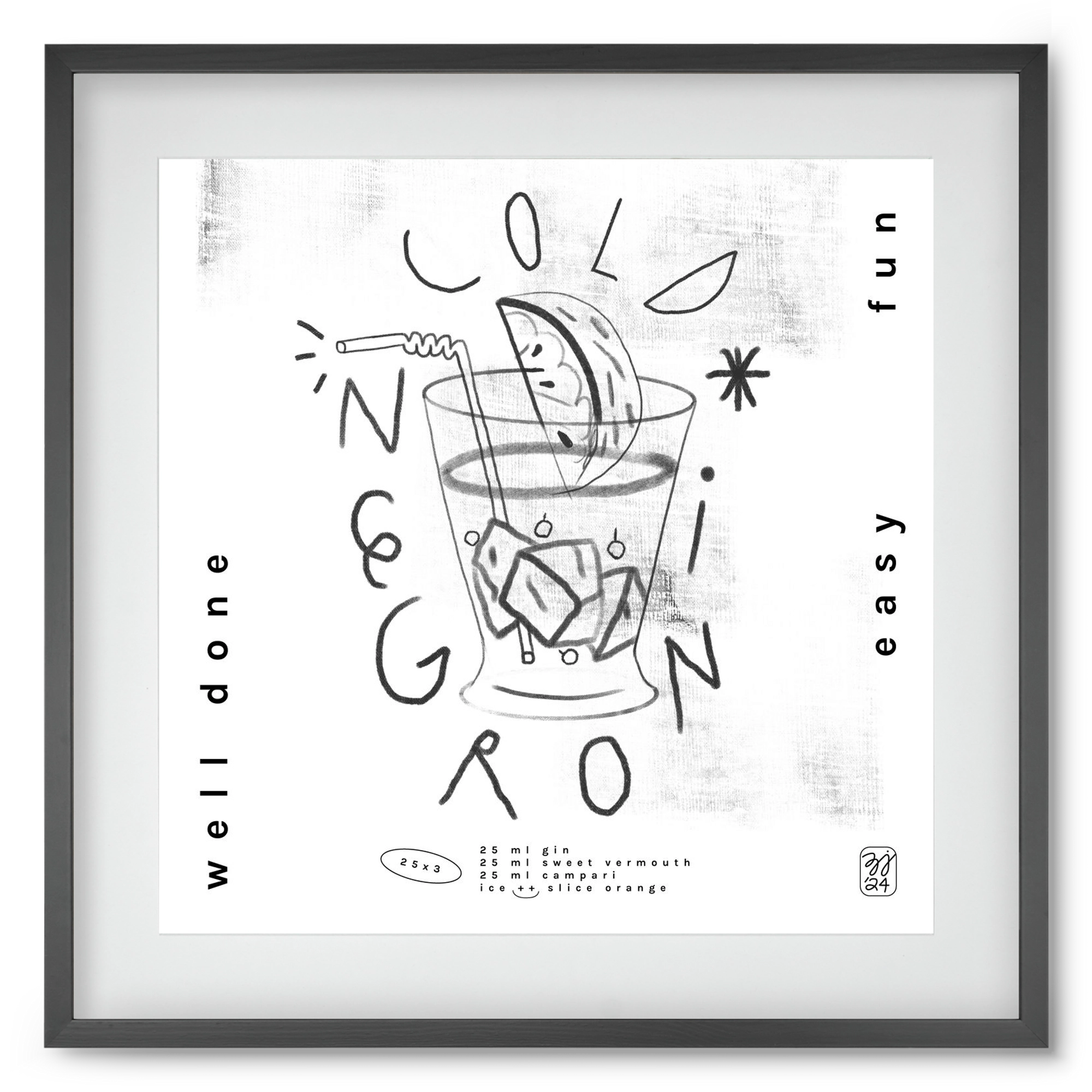 Negroni, 50x50 cm (40x40 cm), Fekete keret, paszpartuval