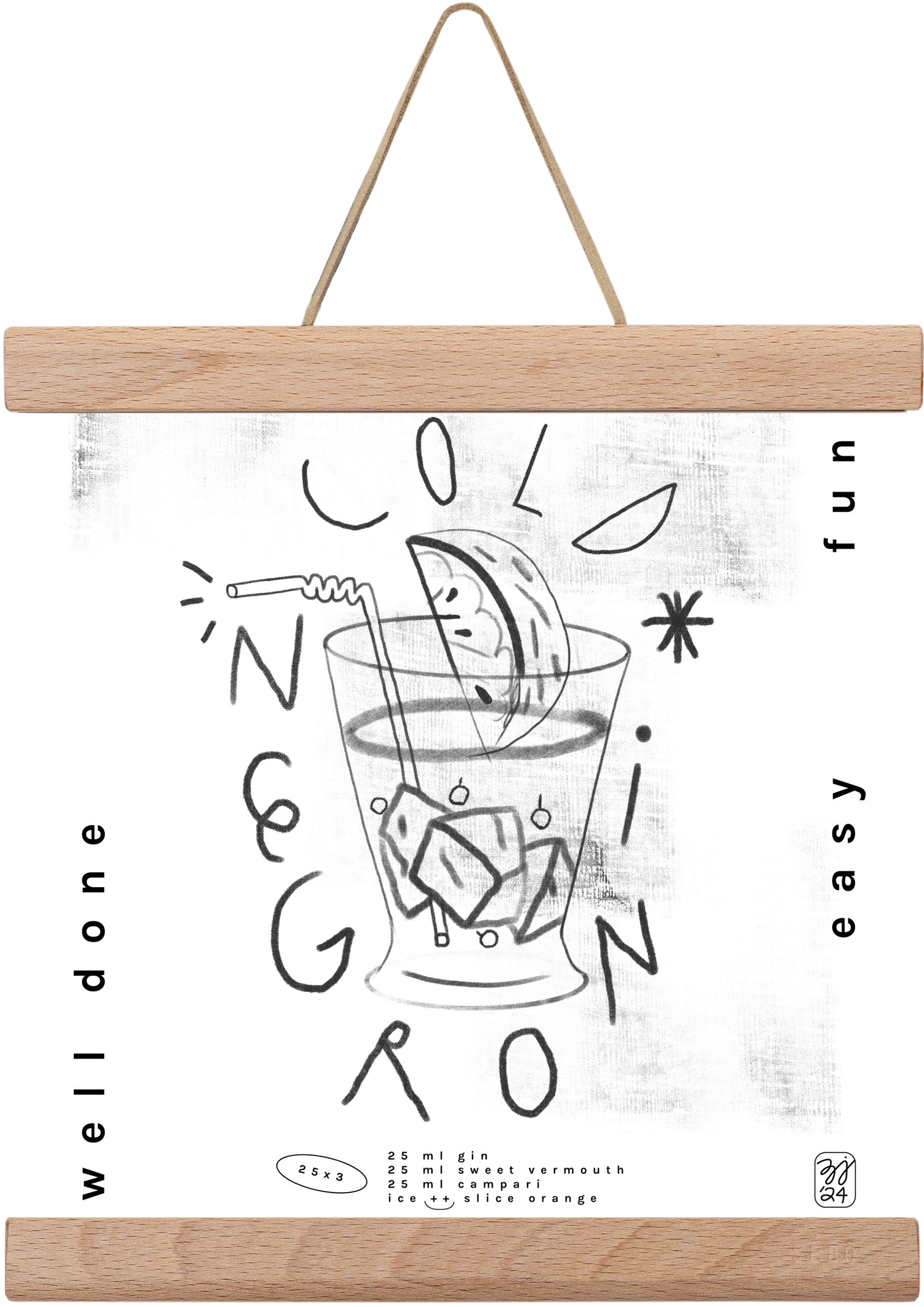 Negroni, 20x20 cm (20x20 cm), Tölgy akasztó