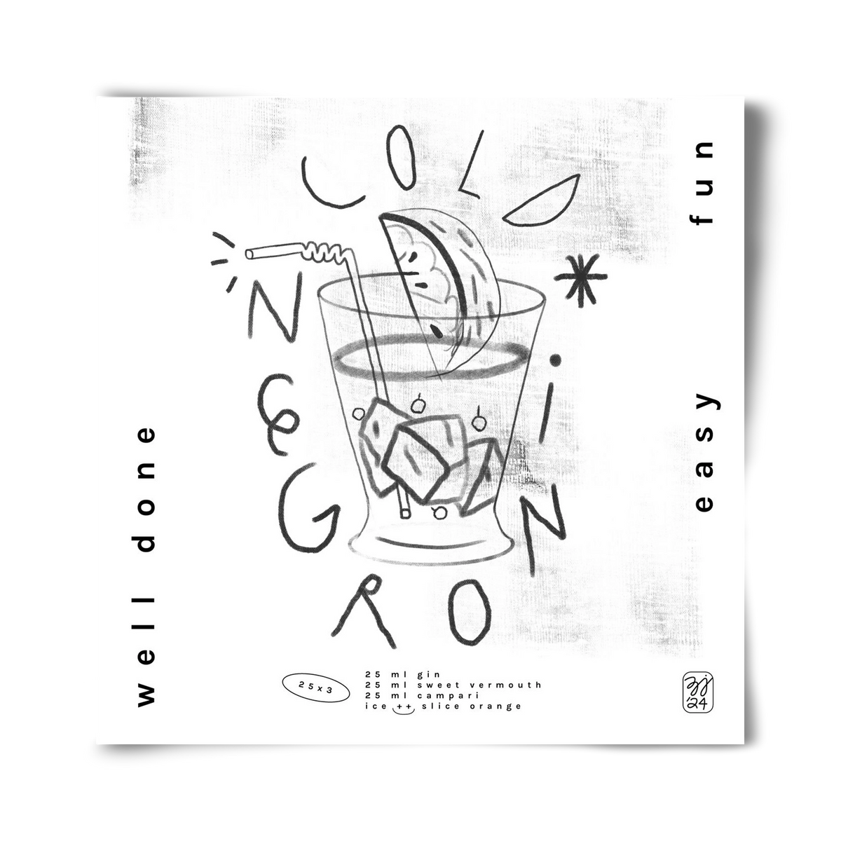 Negroni, 40x40 cm, Keret nélkül