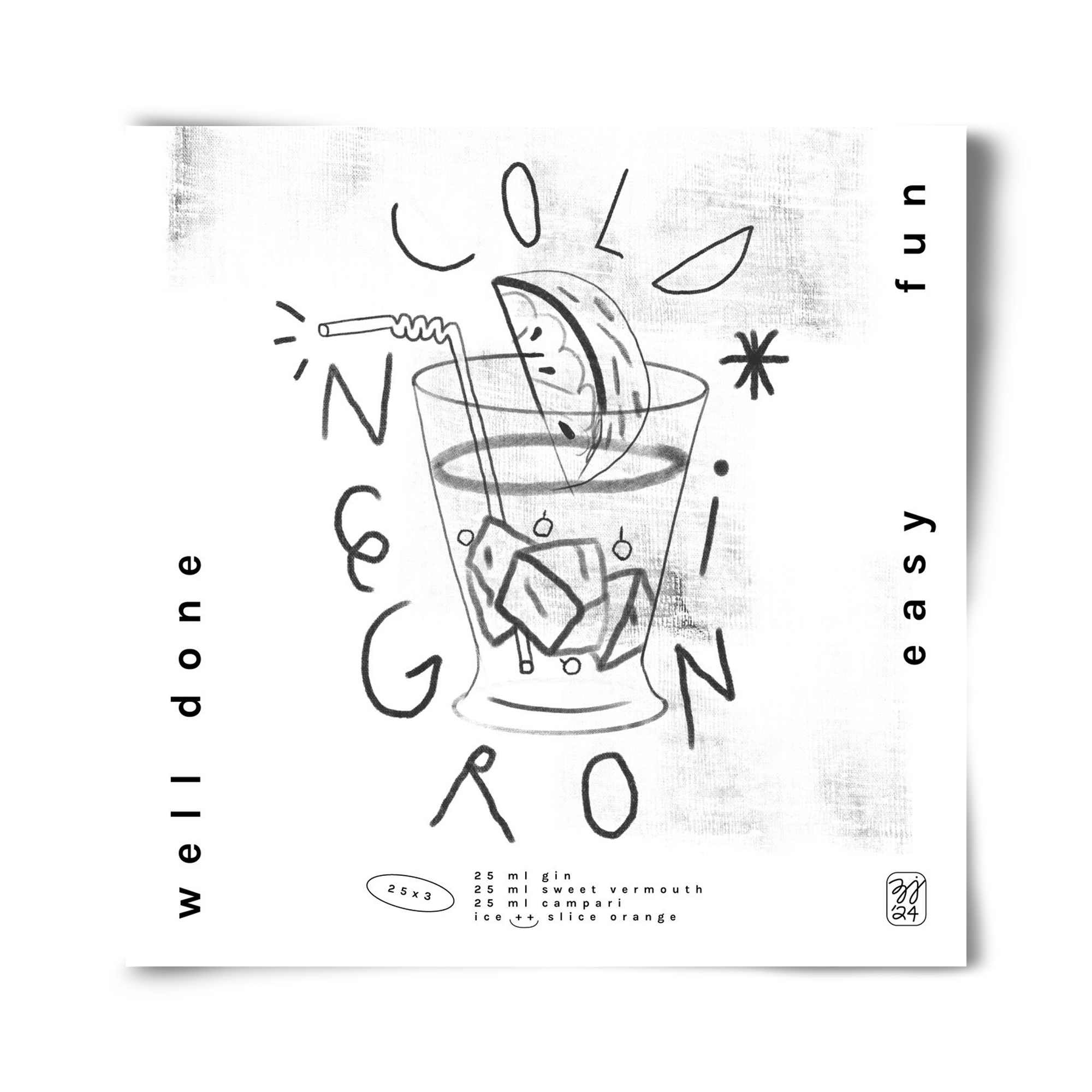 Negroni, 40x40 cm, Keret nélkül