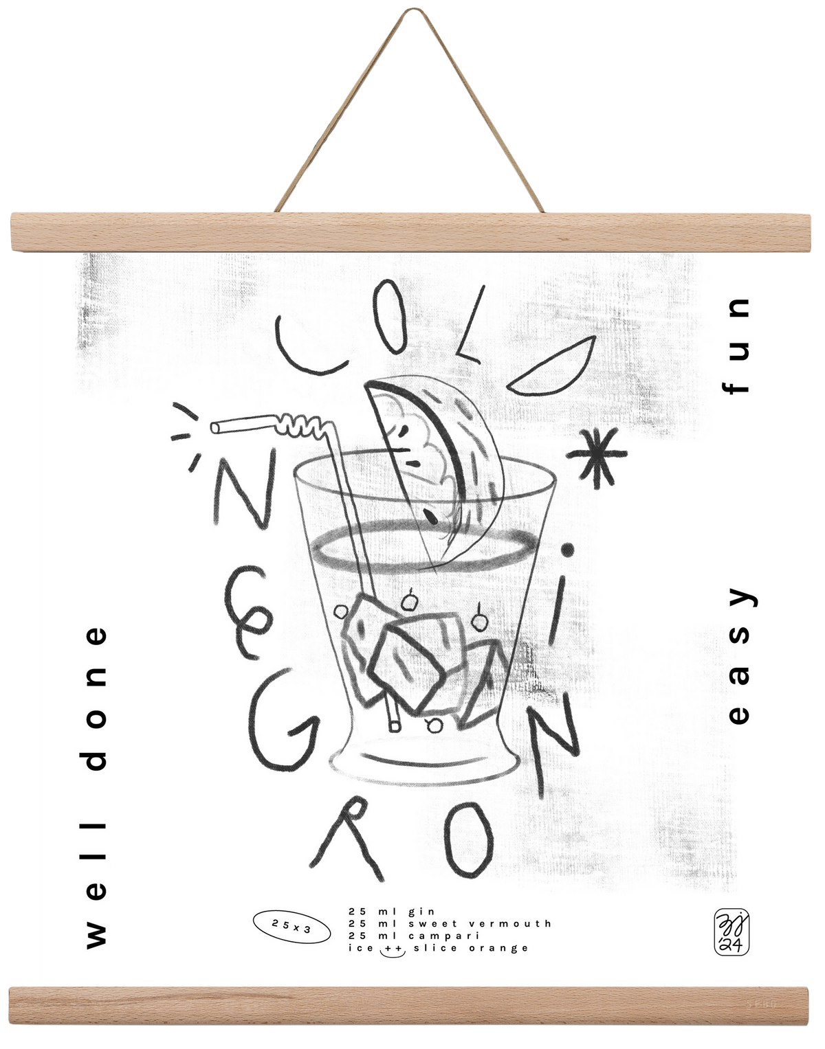 Negroni, 40x40 cm (40x40 cm), Tölgy akasztó