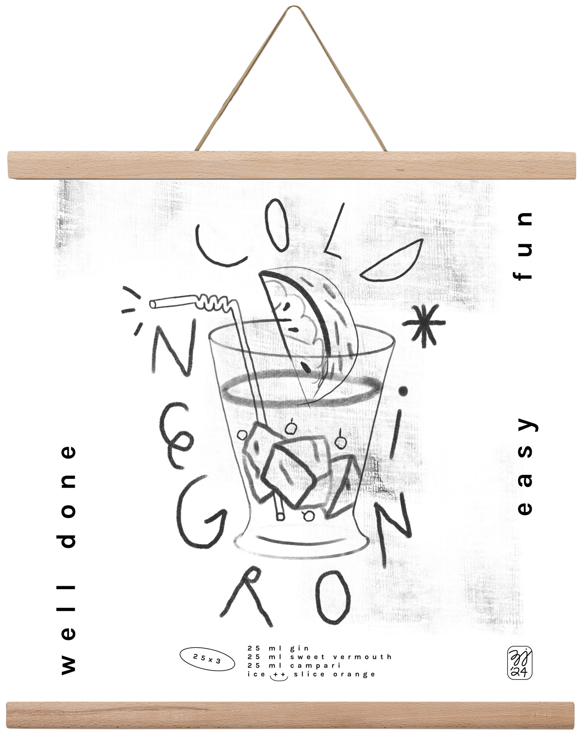 Negroni, 40x40 cm (40x40 cm), Tölgy akasztó