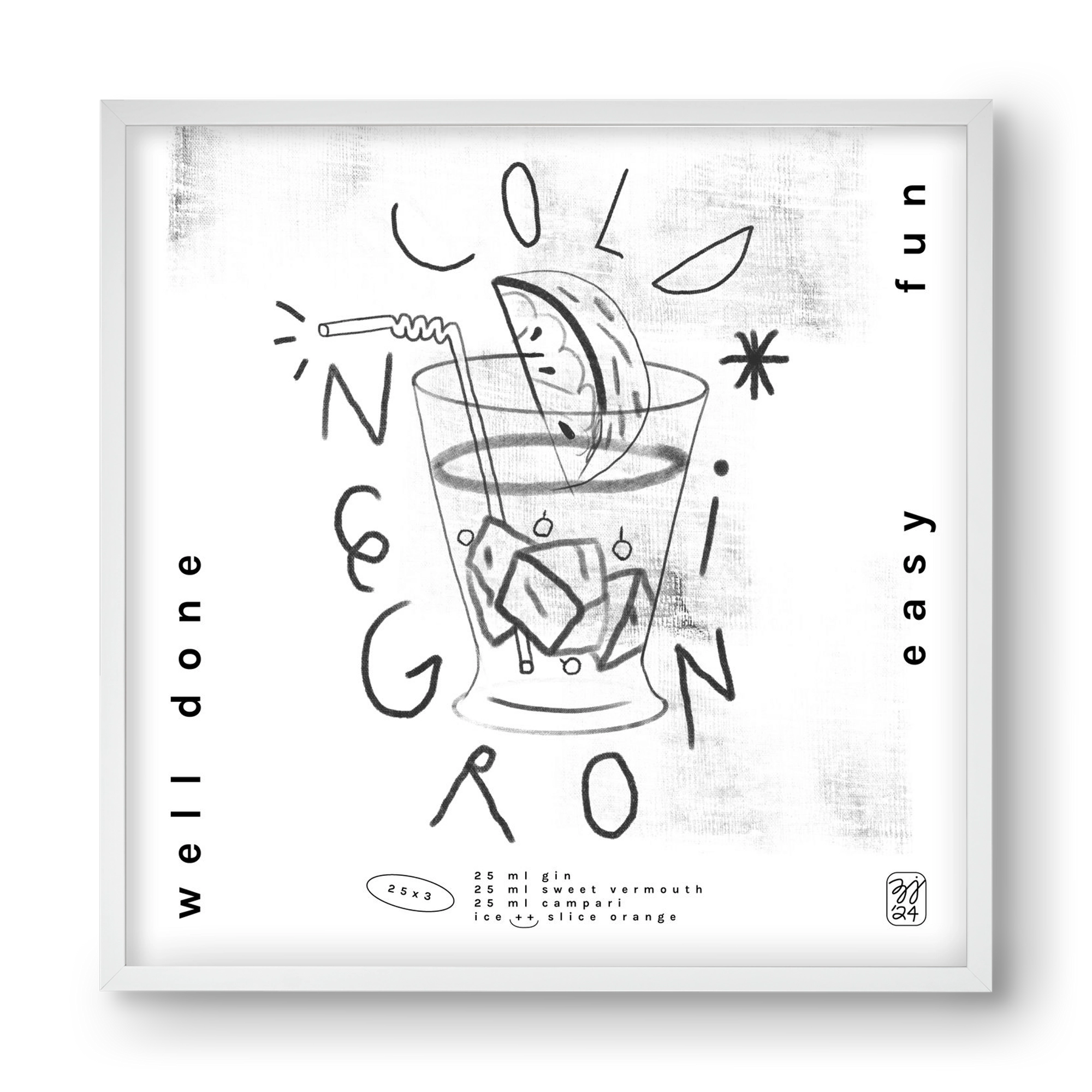 Negroni, 40x40 cm (40x40 cm), Fehér keret
