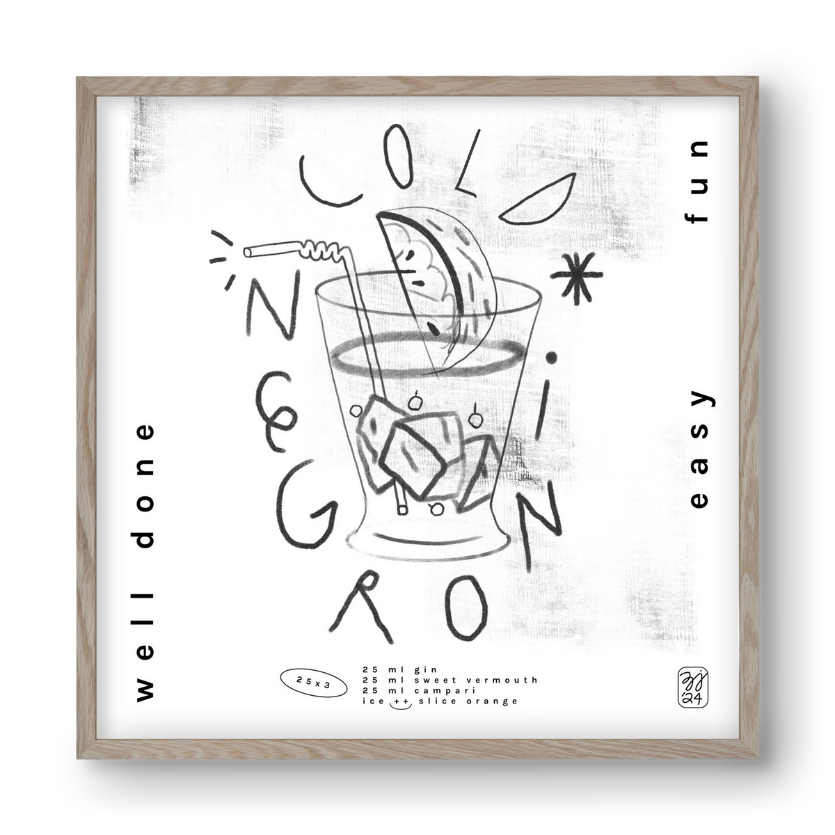 Negroni, 40x40 cm (40x40 cm), Tölgy keret