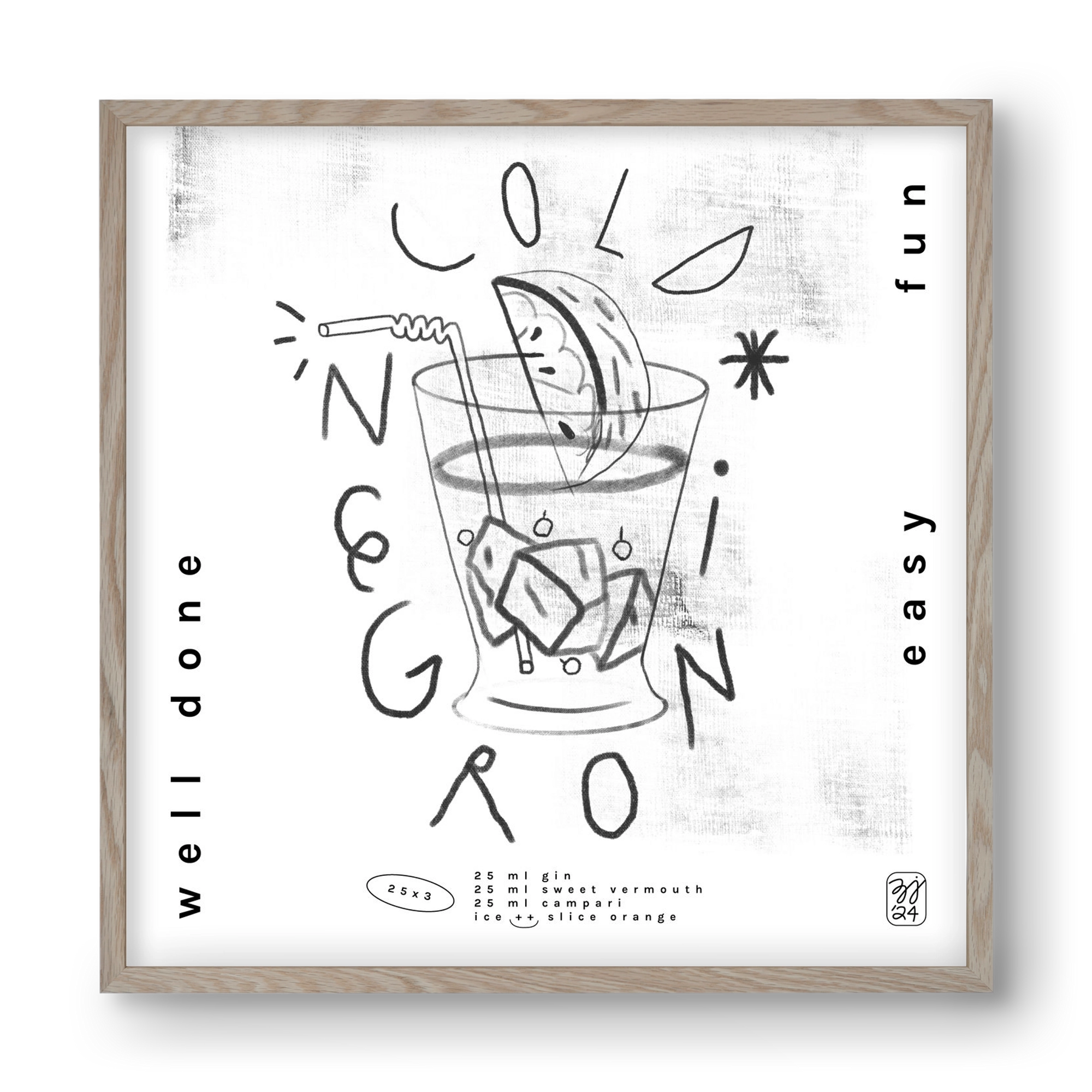 Negroni, 40x40 cm (40x40 cm), Tölgy keret