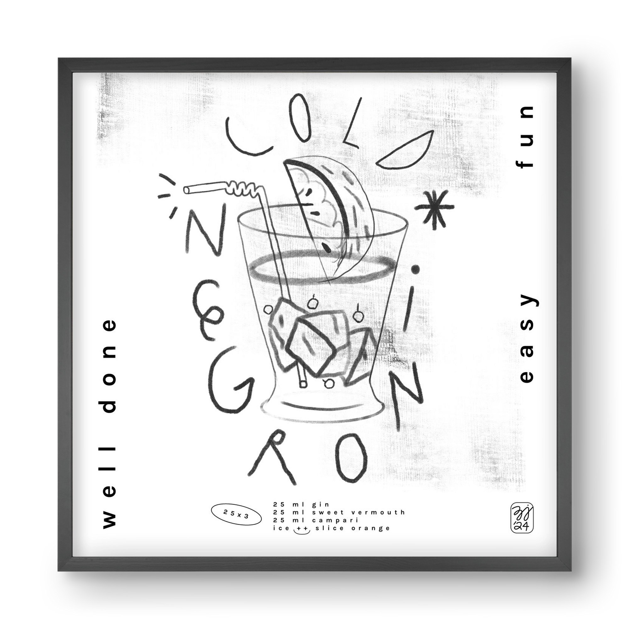 Negroni, 40x40 cm (40x40 cm), Fekete keret