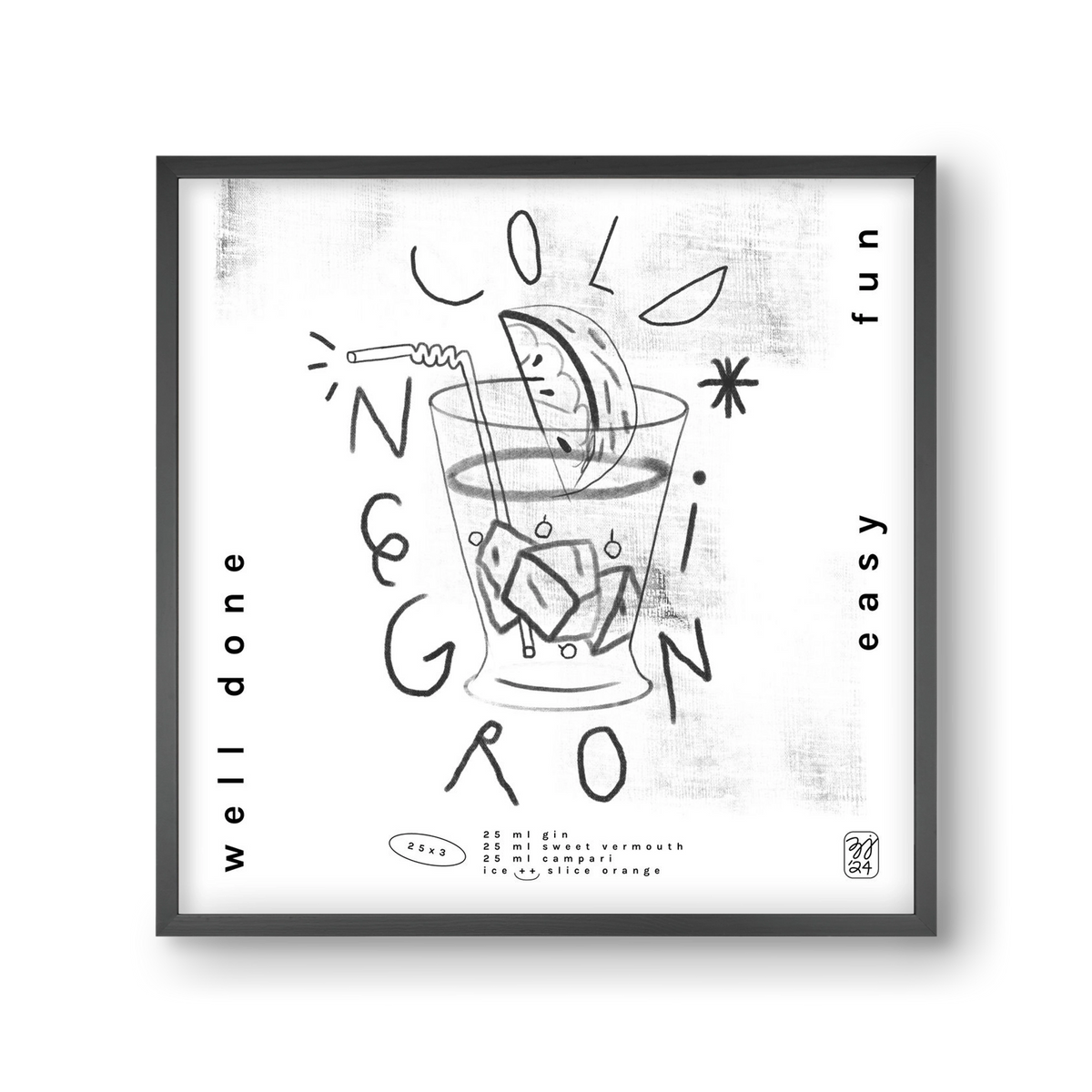 Negroni, 30x30 cm (30x30 cm), Fekete keret