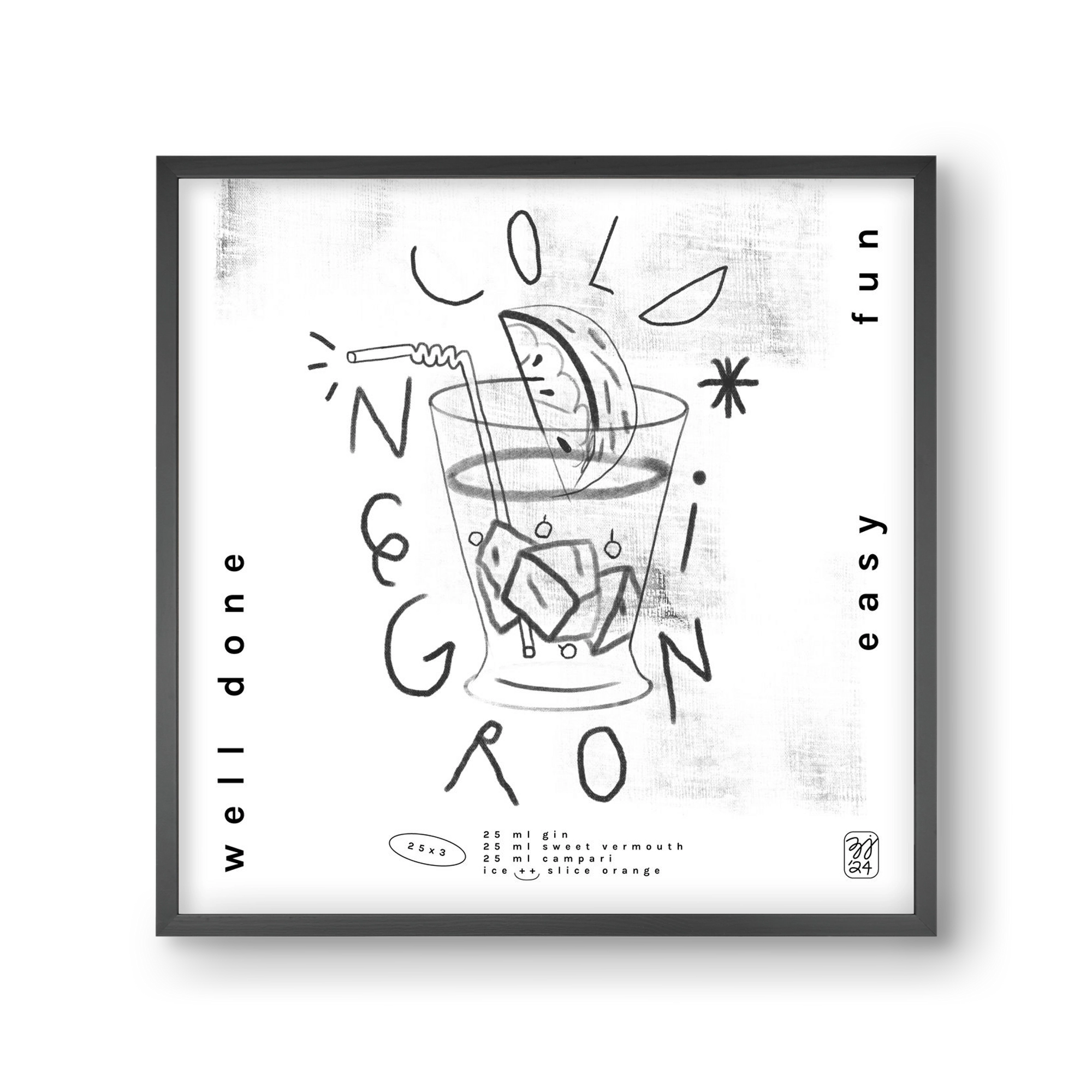 Negroni, 30x30 cm (30x30 cm), Fekete keret